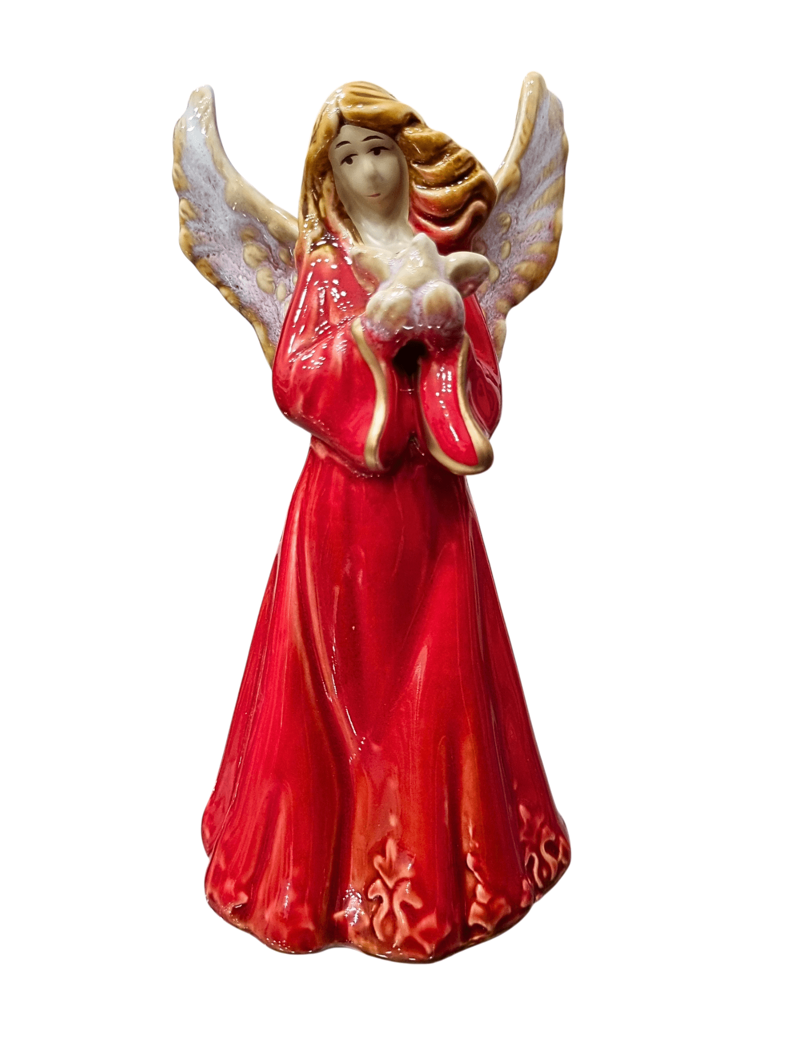 Anjo em Porcelana com Pomba 15 cm-TerraCotta Arte Sacra