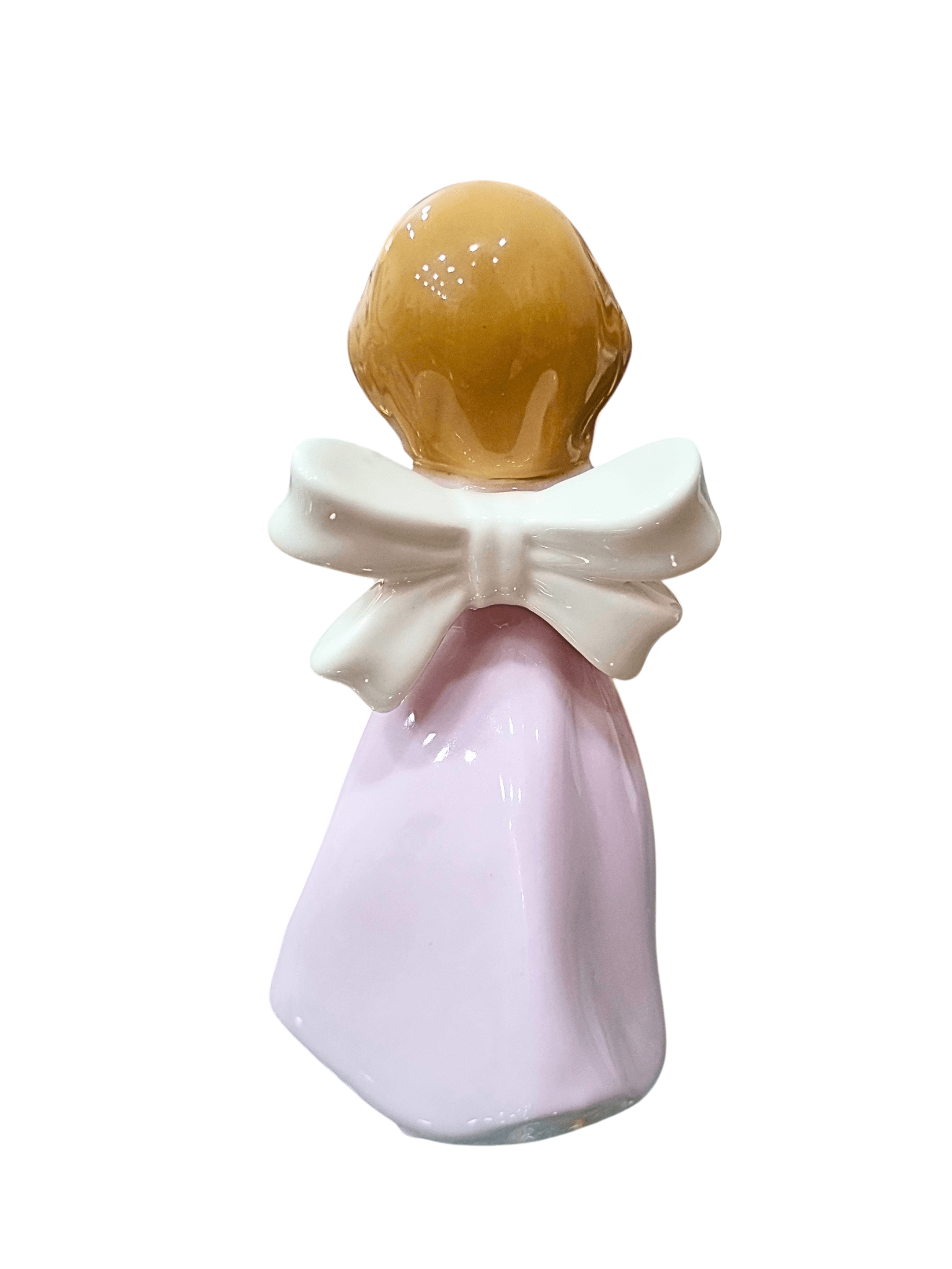 Anjo em Porcelana com Pomba Veste Rosa 12 cm-TerraCotta Arte Sacra