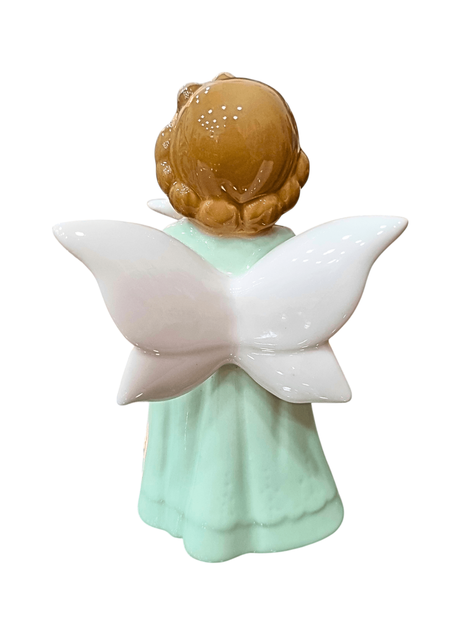 Anjo em Porcelana com Pomba Veste Verde 12 cm-TerraCotta Arte Sacra