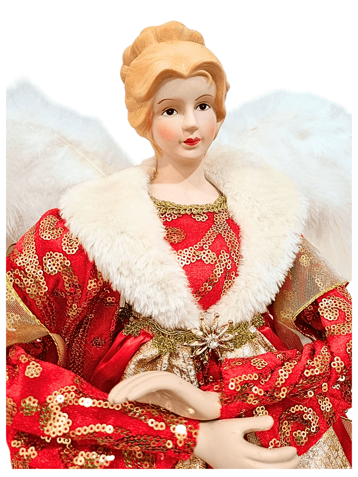 Anjo para Topo de Árvore Veste Vermelha 60 cm-TerraCotta Arte Sacra