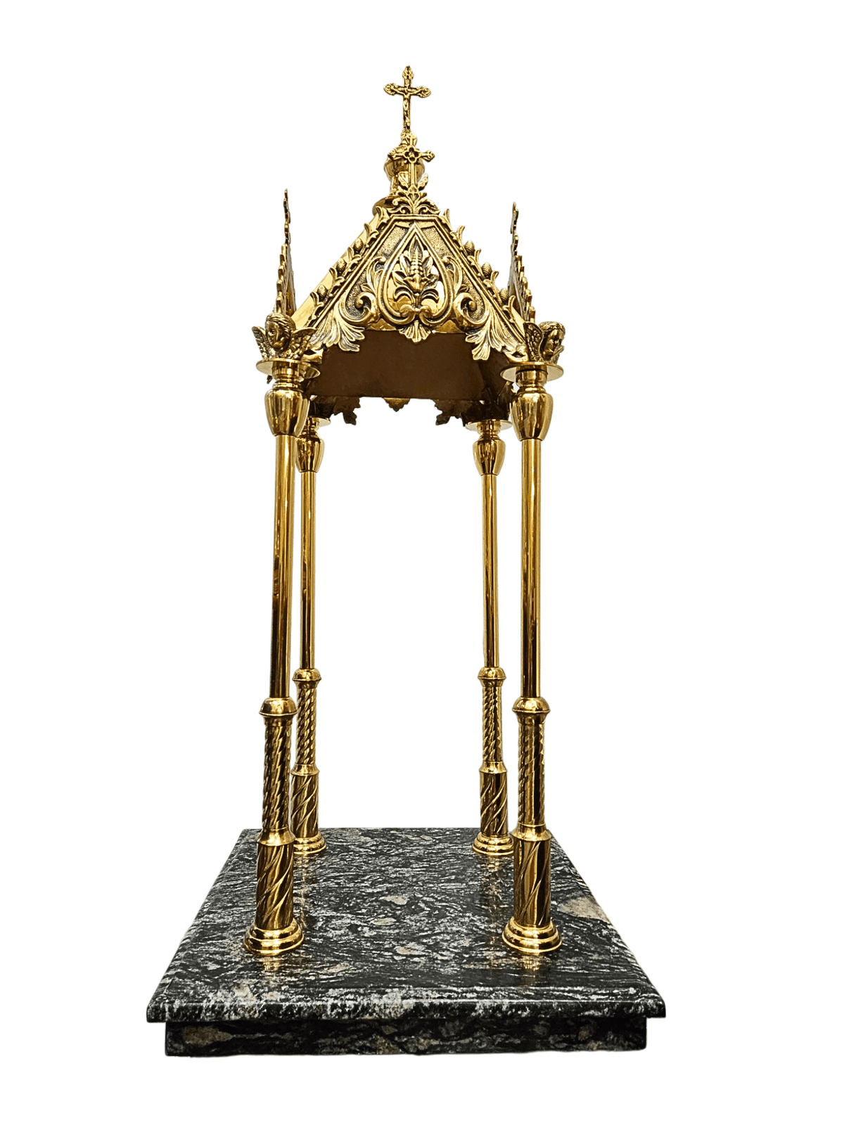 Baldaquino de Bronze Neogótico com Granito Indiano 100cm-TerraCotta Arte Sacra