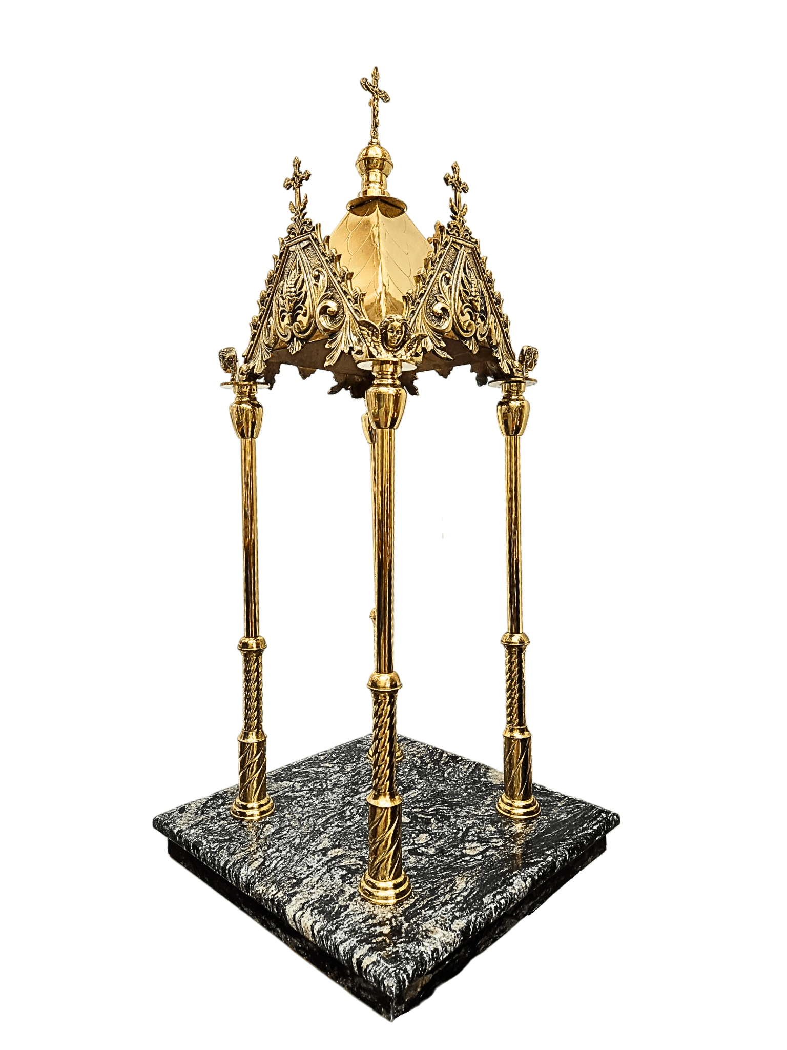 Baldaquino de Bronze Neogótico com Granito Indiano 100cm-TerraCotta Arte Sacra