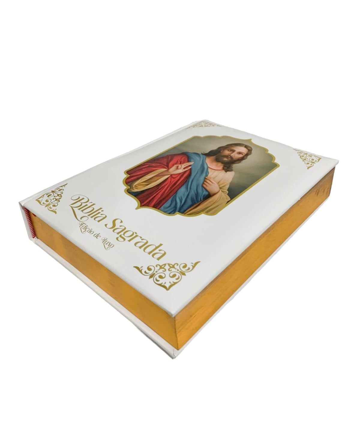 Bíblia Sagrada Ilustrada Edição de Luxo Jesus Abençoando-TerraCotta Arte Sacra