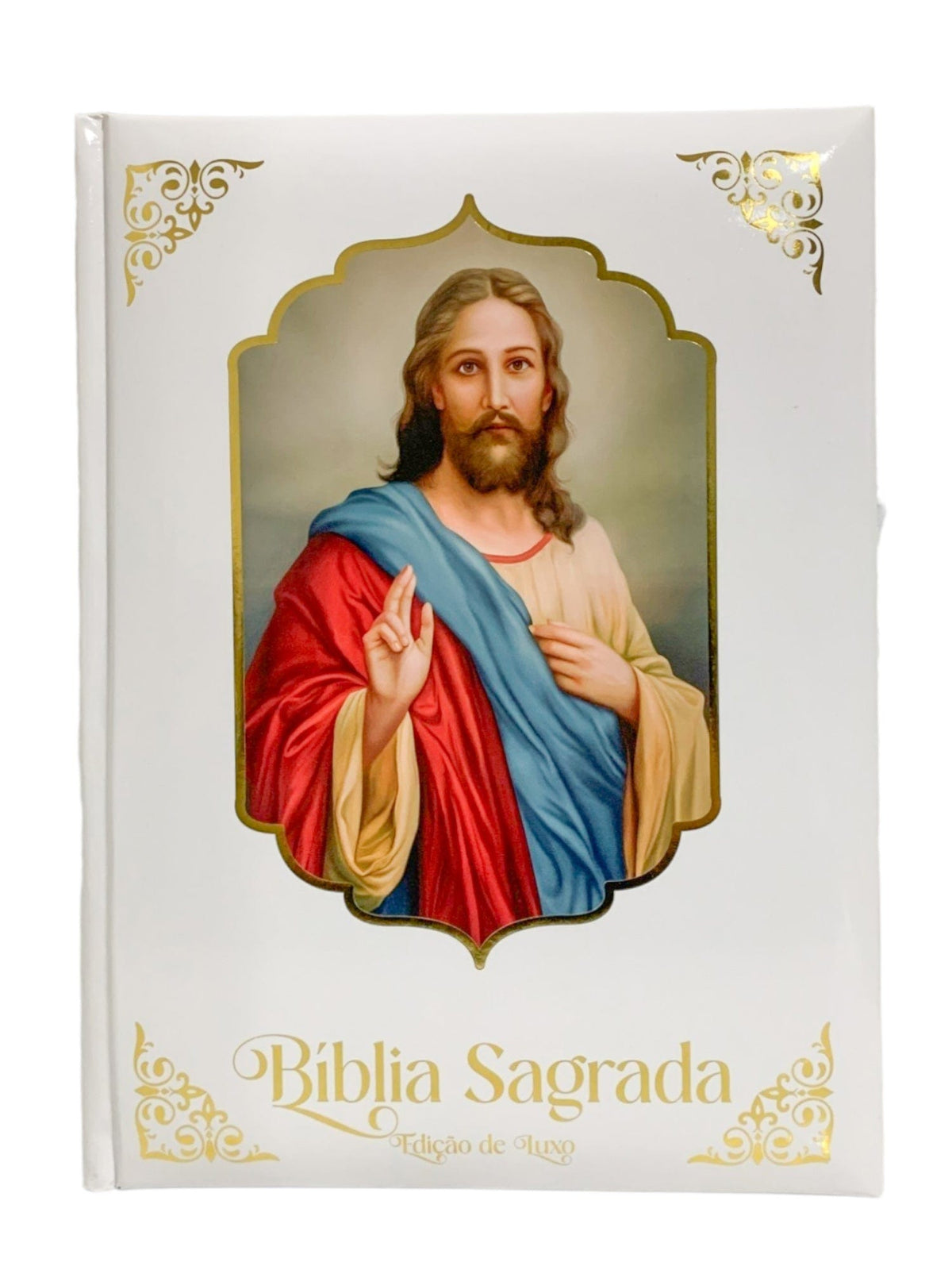 Bíblia Sagrada Ilustrada Edição de Luxo Jesus Abençoando-TerraCotta Arte Sacra