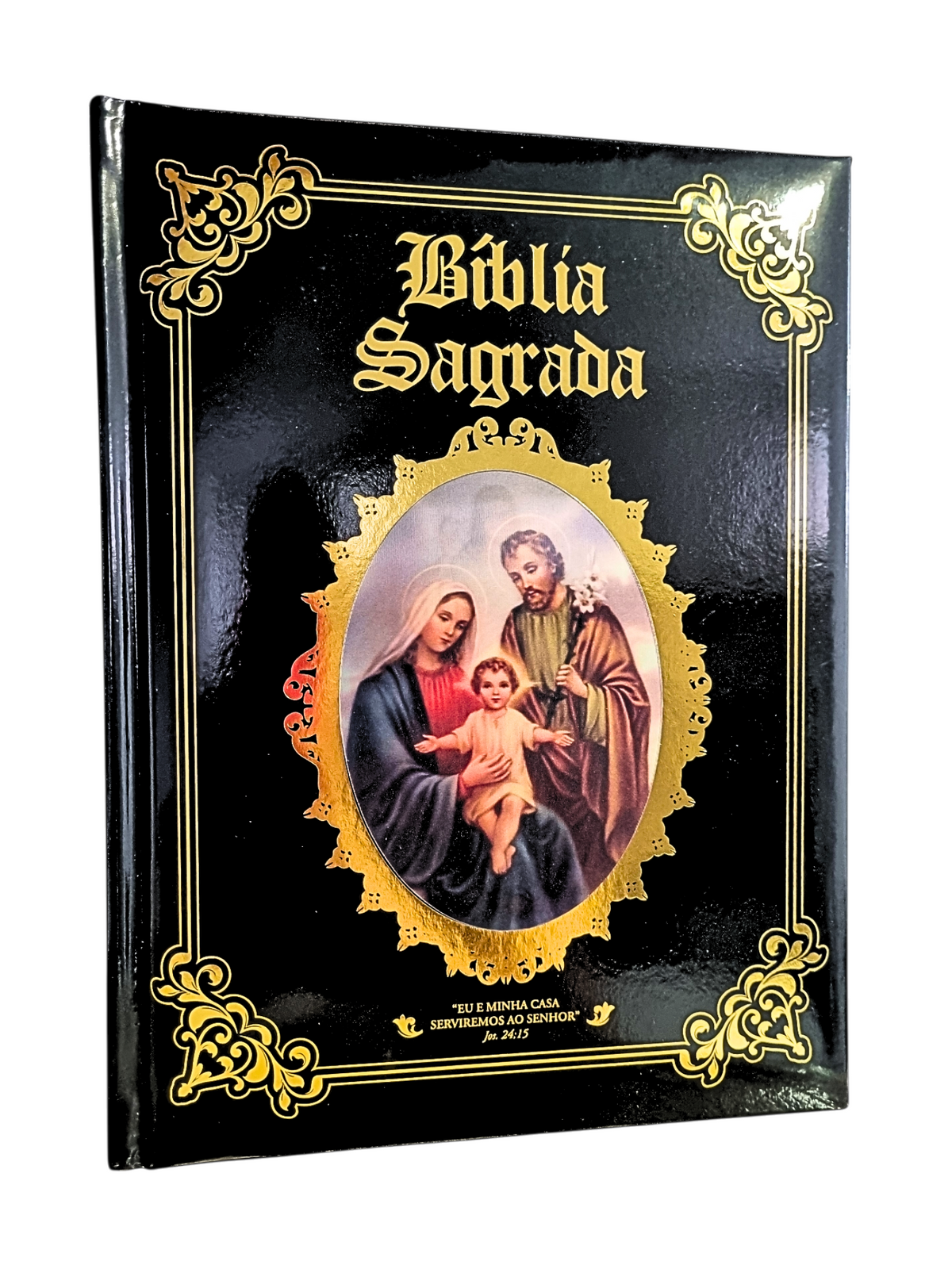 Bíblia Sagrada de Luxo Sagrada Família e Jesus Misericordioso Preta-TerraCotta Arte Sacra