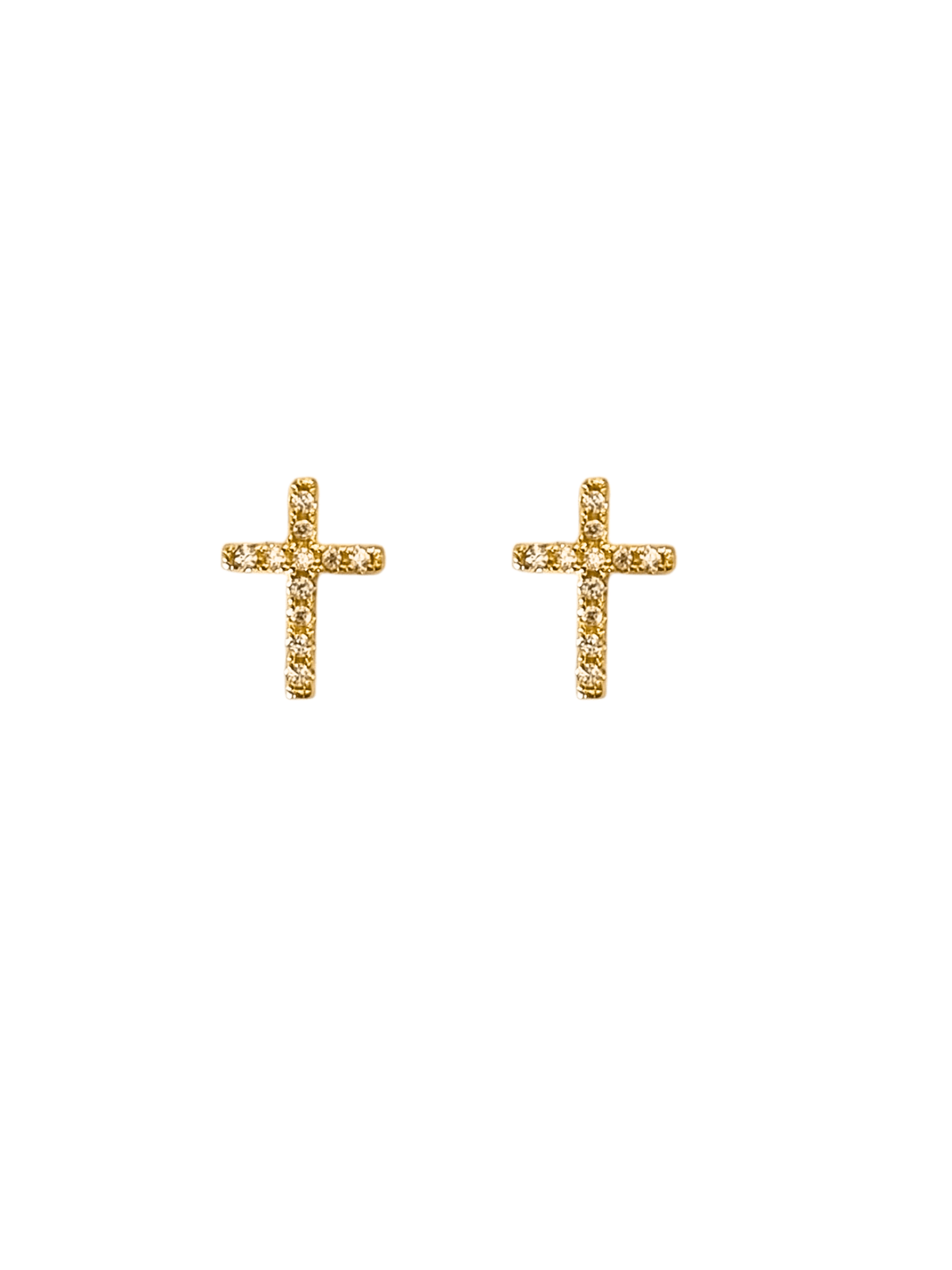 Brinco Cruz Cravejado de Zircônias em Prata de Lei 925 e Banho de Ouro 18 K-TerraCotta Arte Sacra