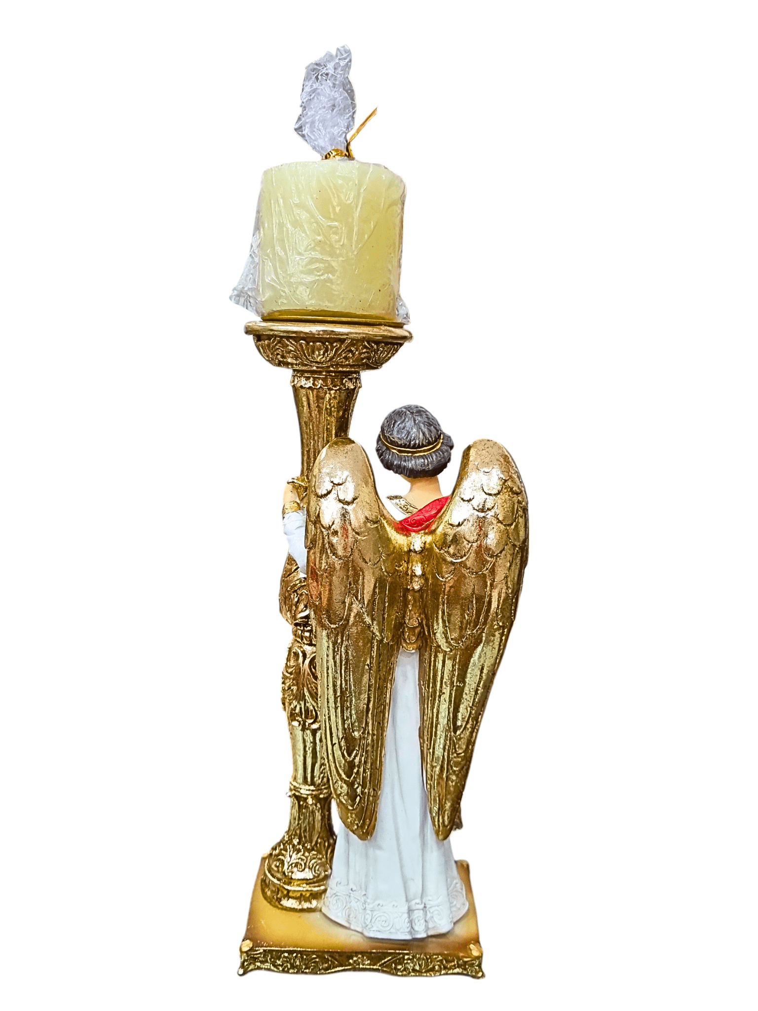 Candelabro Anjo Adorador Santini 24 cm em Resina-TerraCotta Arte Sacra