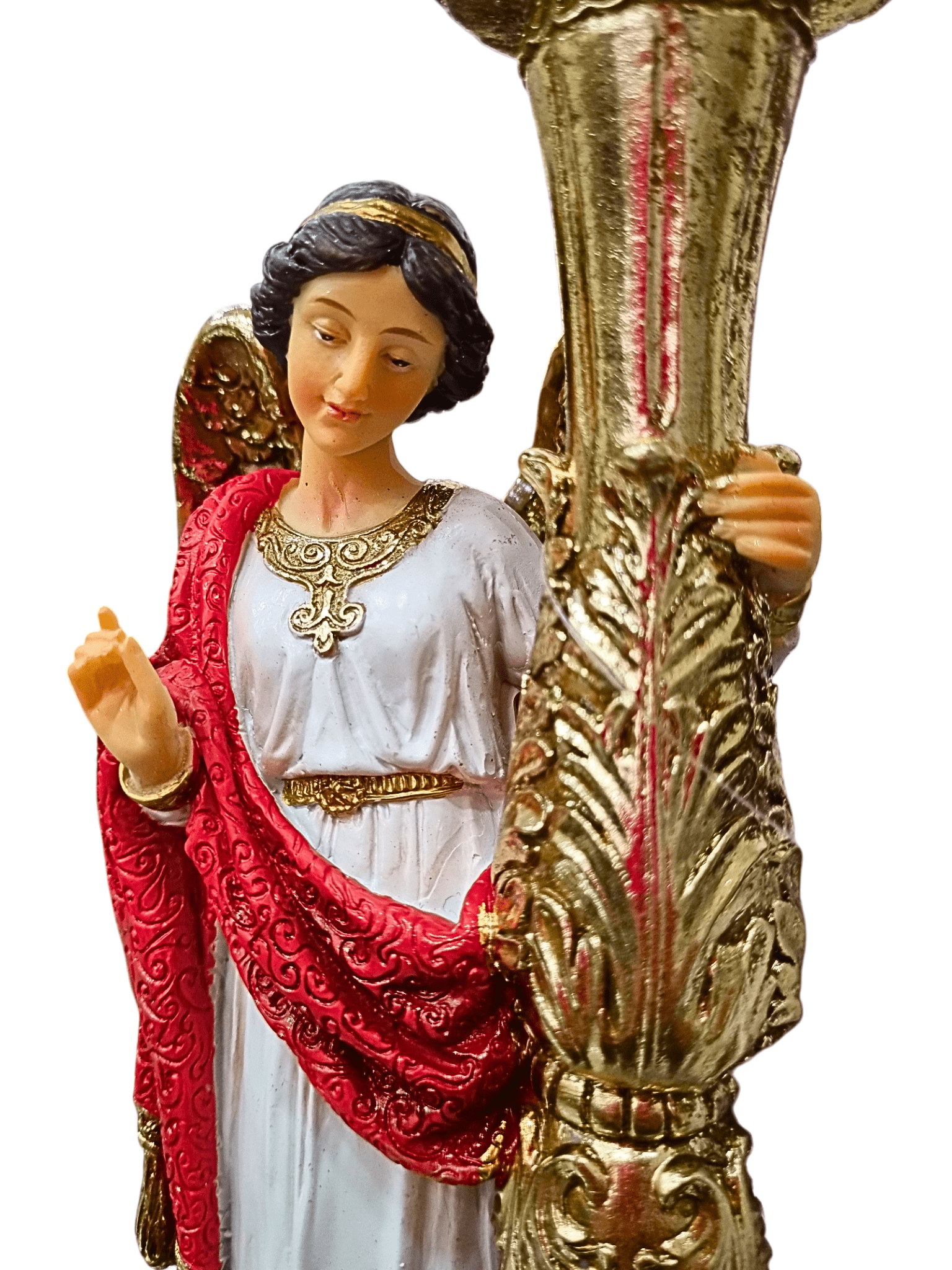 Candelabro Anjo Adorador Santini 24 cm em Resina-TerraCotta Arte Sacra