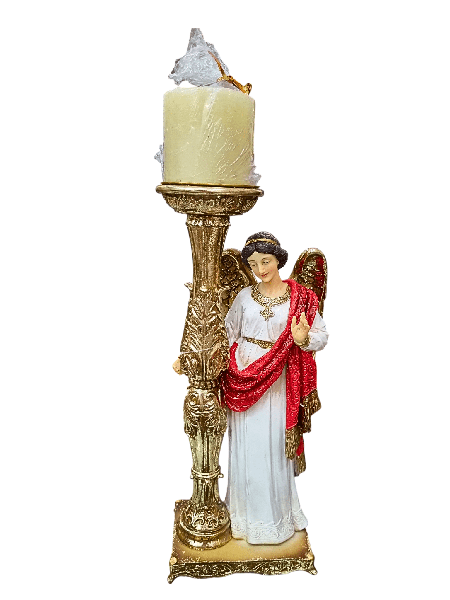 Candelabro Anjo Santini 24 cm em Resina-TerraCotta Arte Sacra