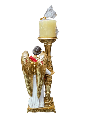 Candelabro Anjo Santini 24 cm em Resina-TerraCotta Arte Sacra