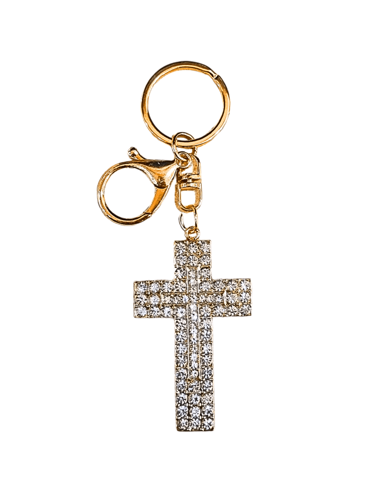 Chaveiro Dourado Cruz Grande Cravejada-TerraCotta Arte Sacra