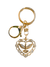 Chaveiro Dourado Espírito Santo Coração com Strass-TerraCotta Arte Sacra