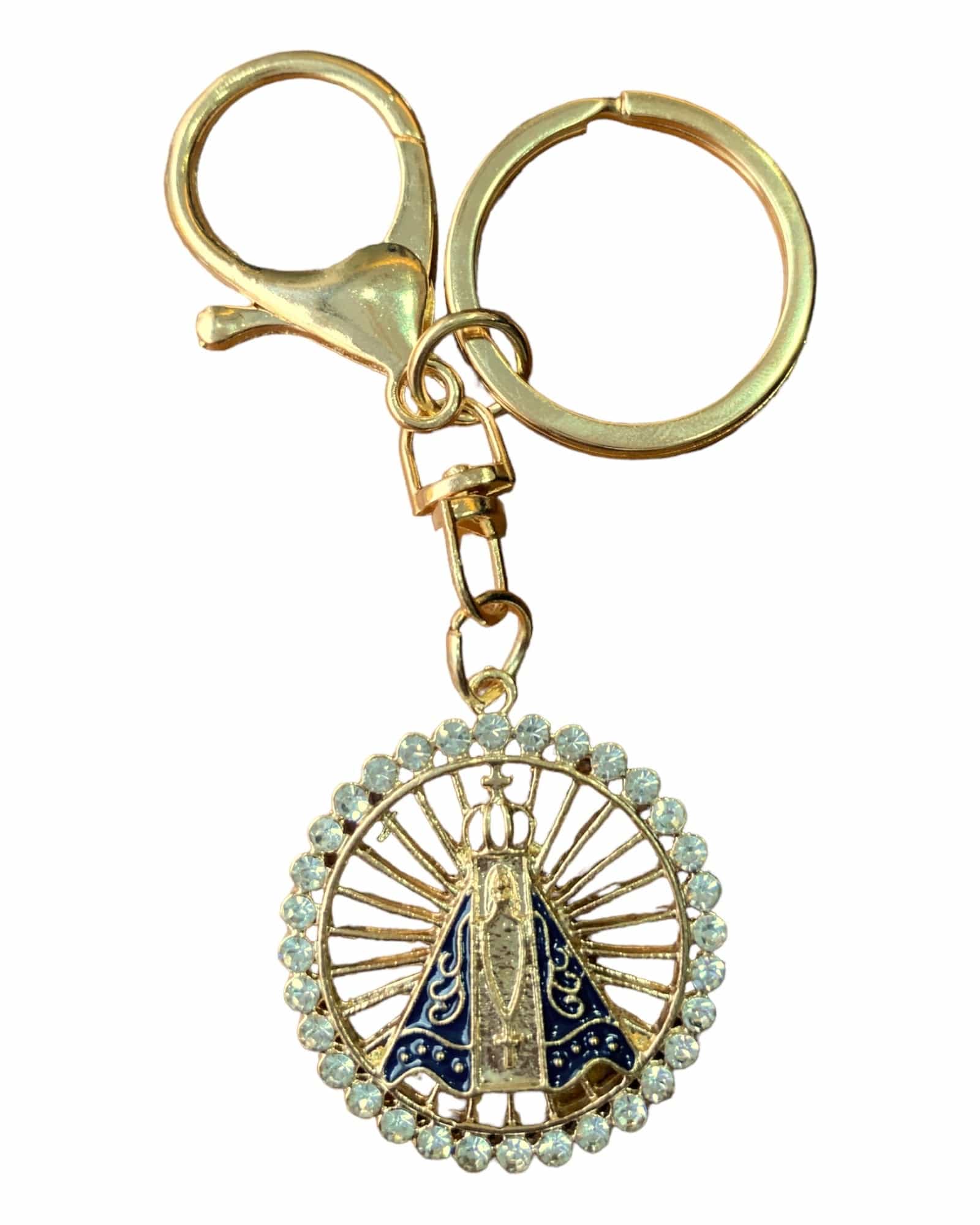 Chaveiro de Nossa Senhora Aparecida Redondo com Esplendor-TerraCotta Arte Sacra