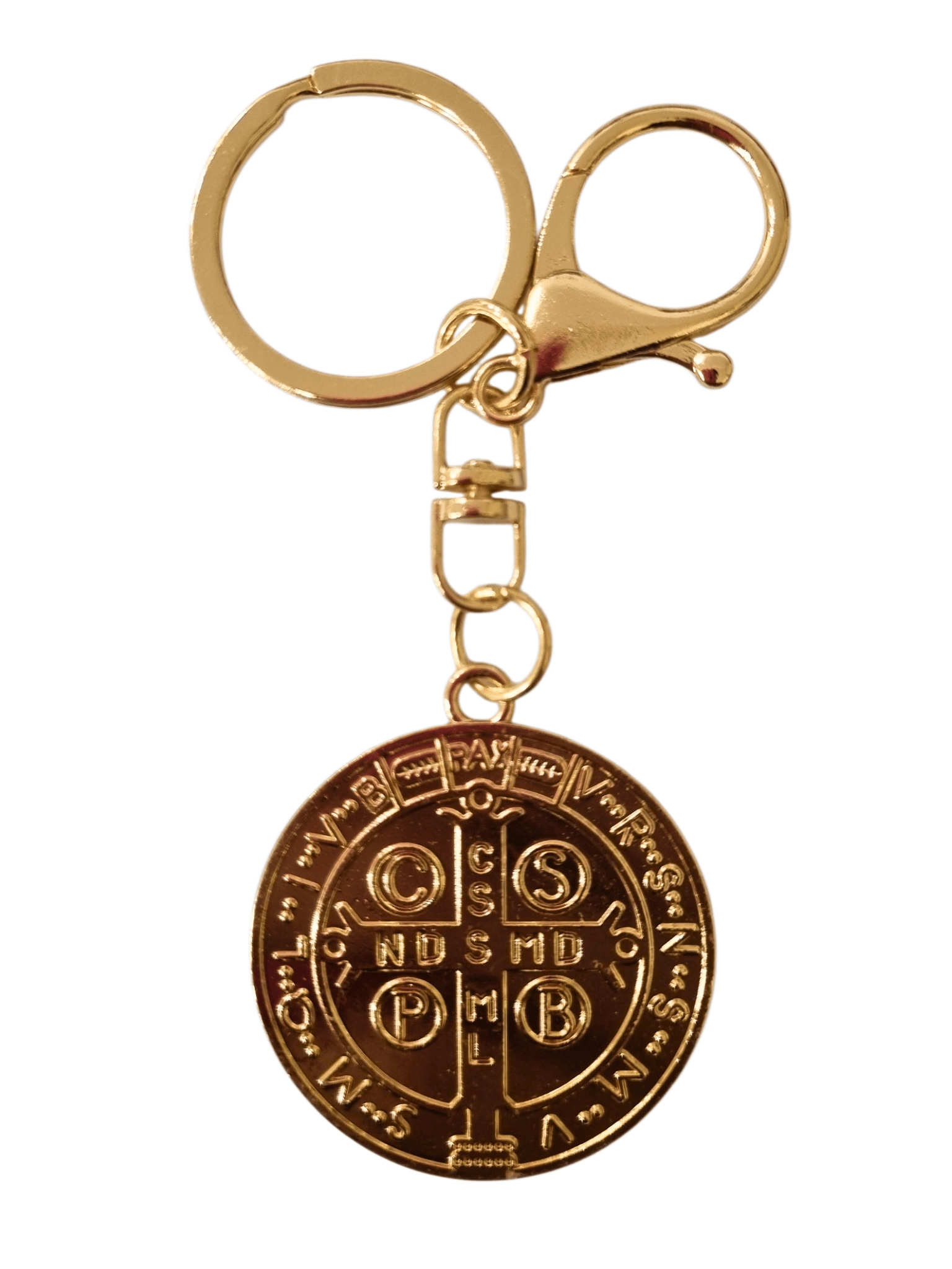 Chaveiro de São Bento Dourado-TerraCotta Arte Sacra