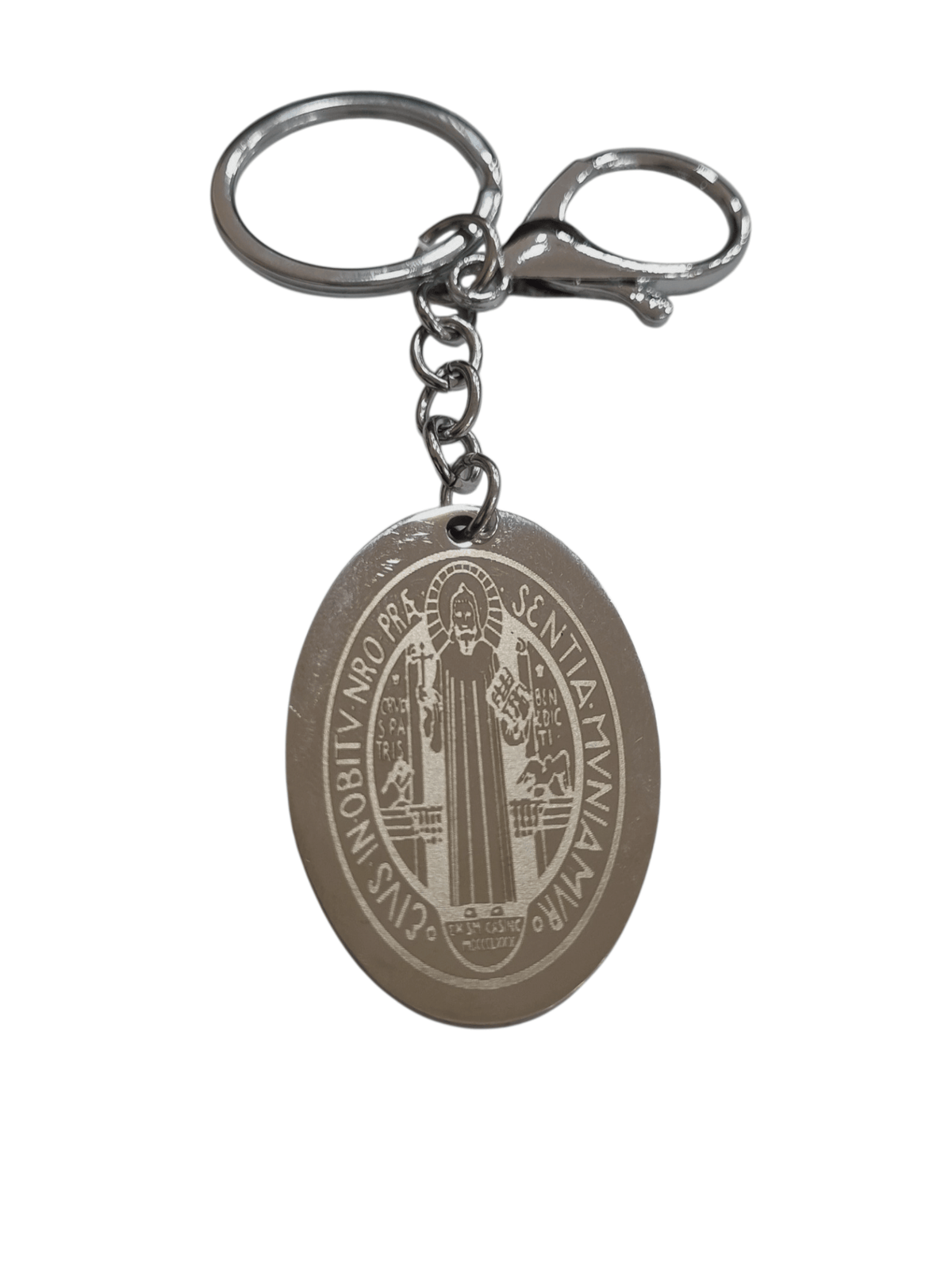 Chaveiro de São Bento em Aço Inox-TerraCotta Arte Sacra
