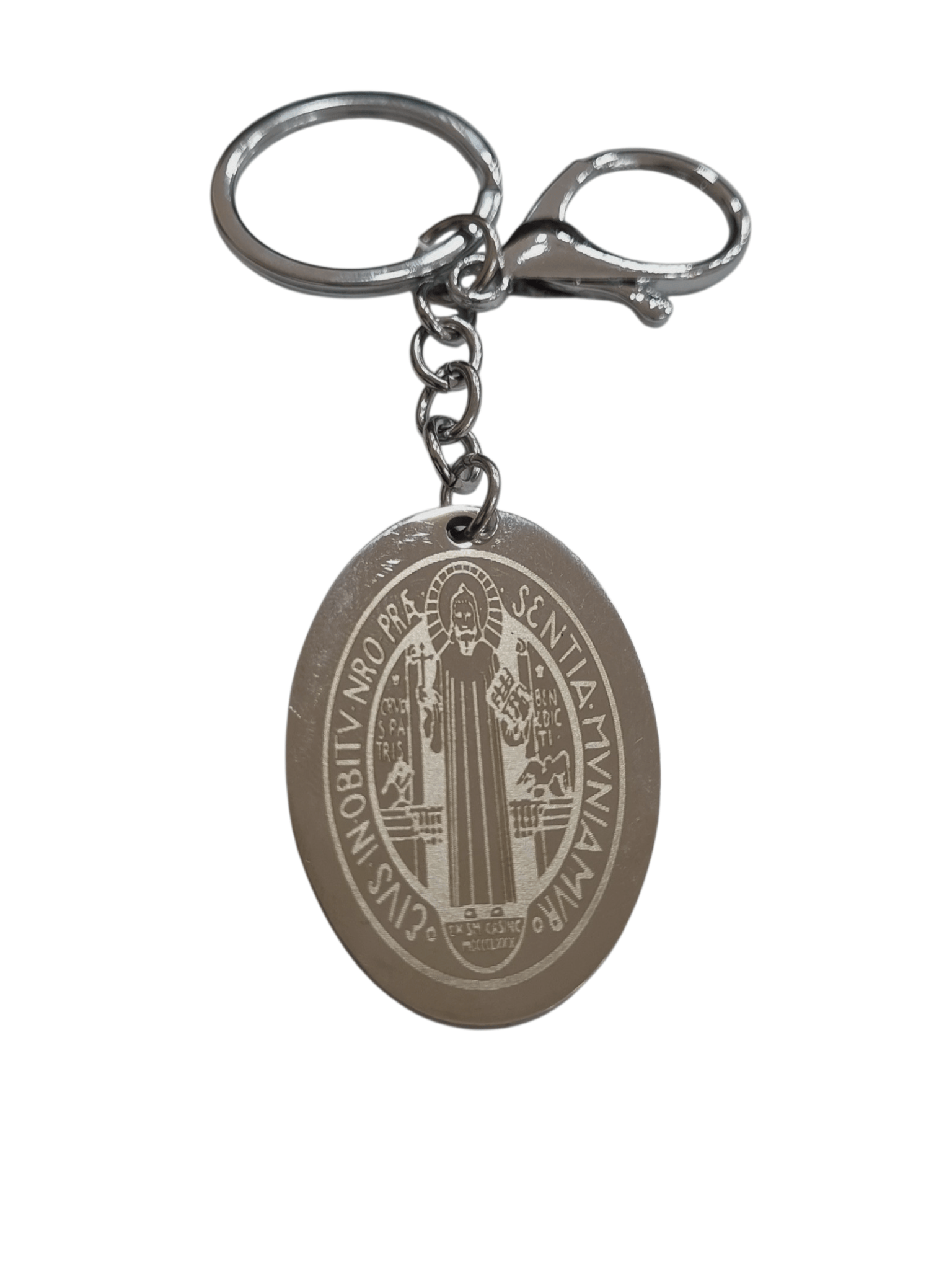 Chaveiro de São Bento em Aço Inox-TerraCotta Arte Sacra
