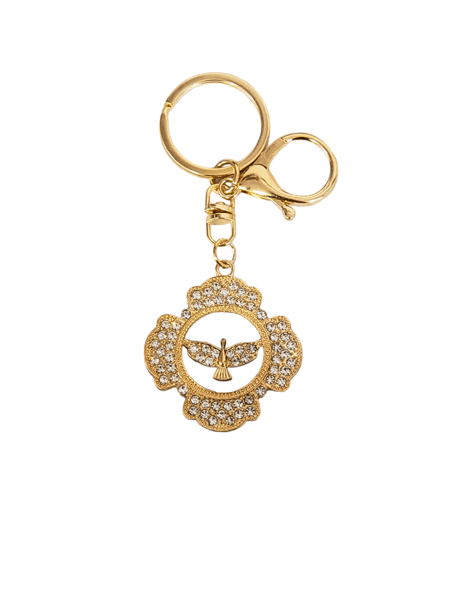 Chaveiro do Divino Espírito Santo na Flor Dourado-TerraCotta Arte Sacra