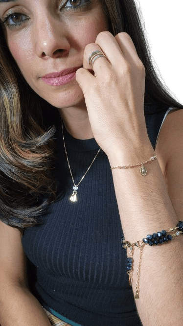 Conjunto Divino Espírito Santo Sete Dons com Zircônias em Prata de Lei 925 com Banho de Ouro-TerraCotta Arte Sacra