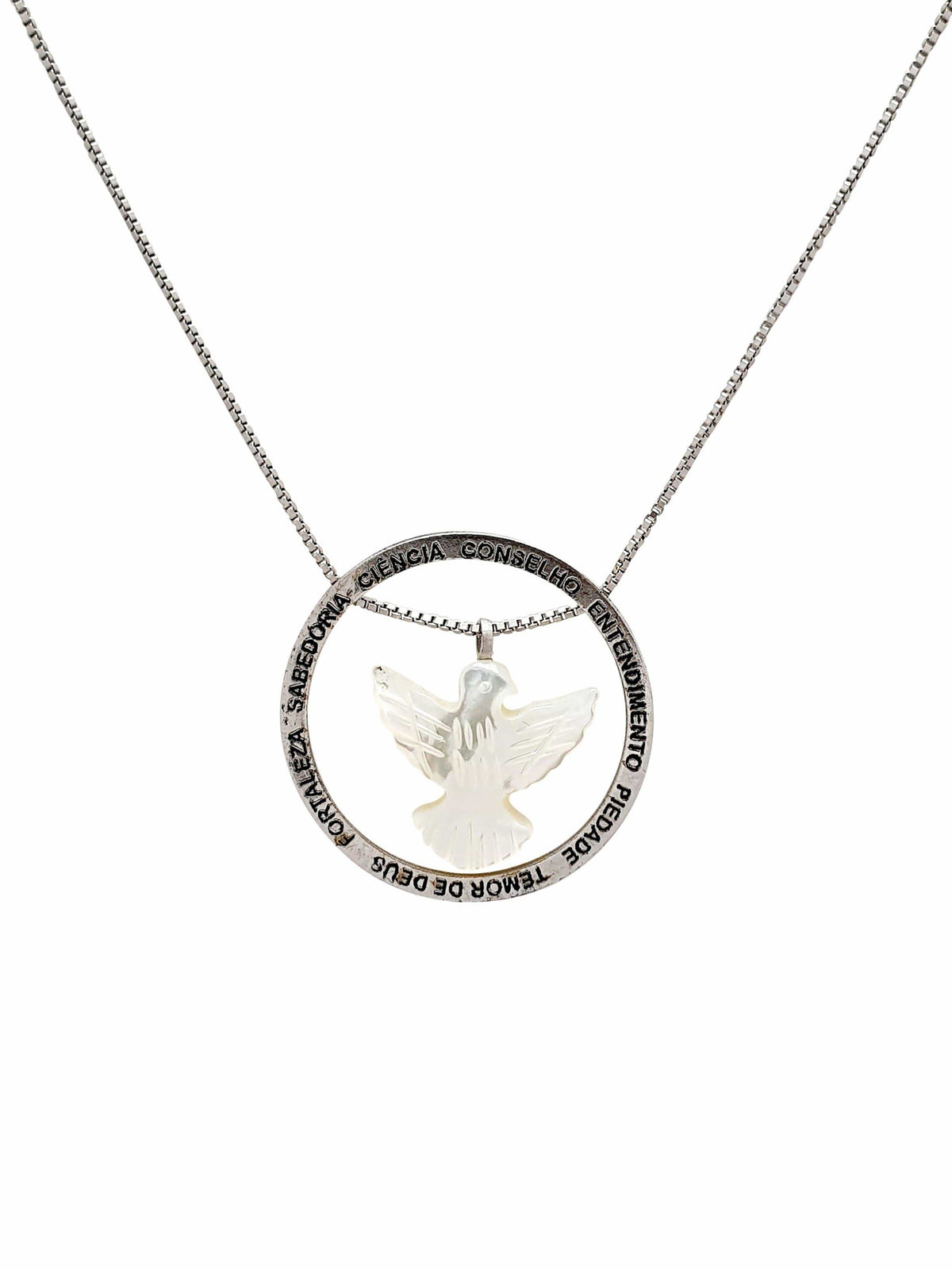 Conjunto Espírito Santo em Madrepérola com os 7 dons Prata de Lei 925-TerraCotta Arte Sacra