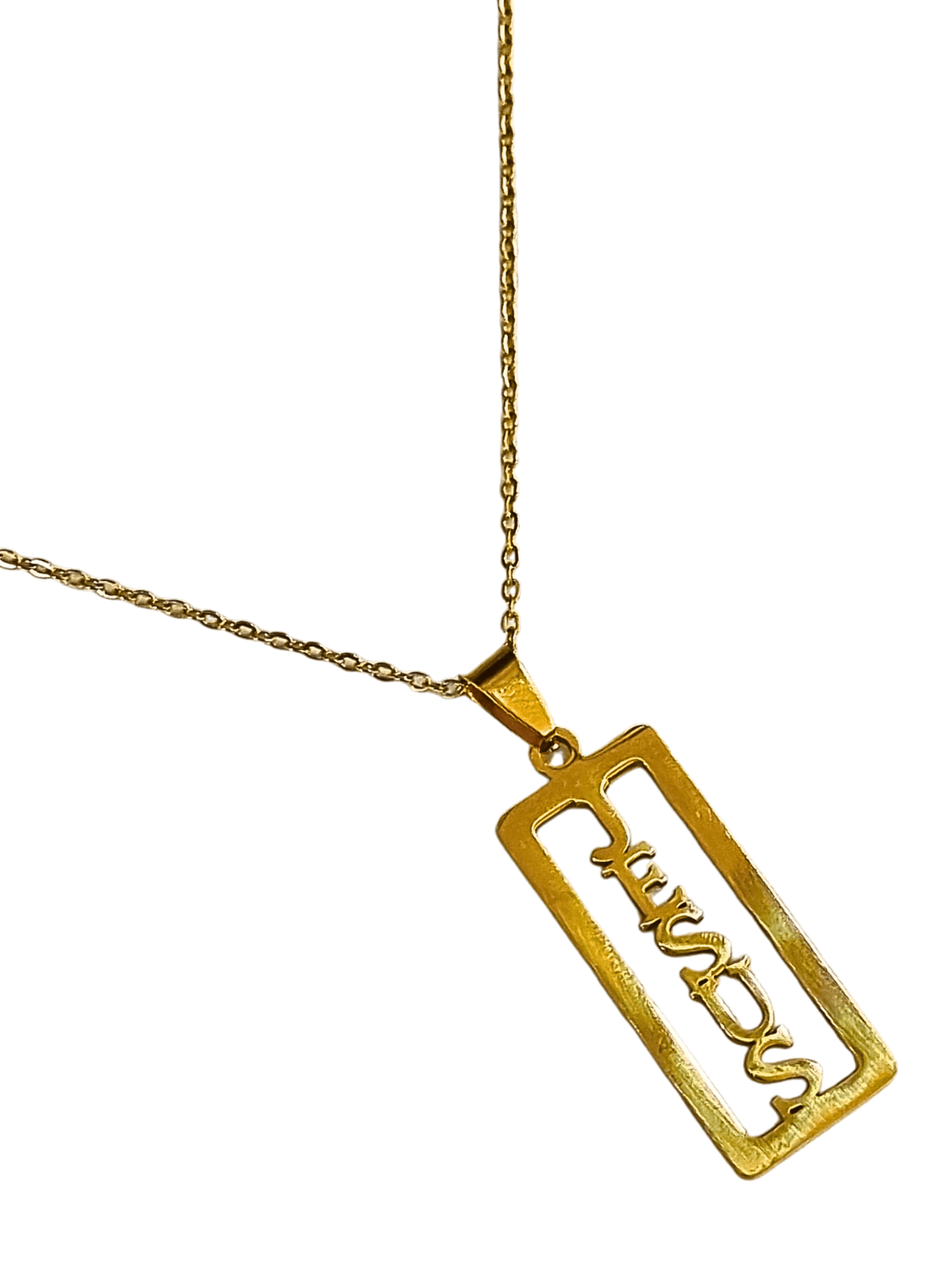 Corrente Aço Inox Dourado com Plaquinha Jesus-TerraCotta Arte Sacra