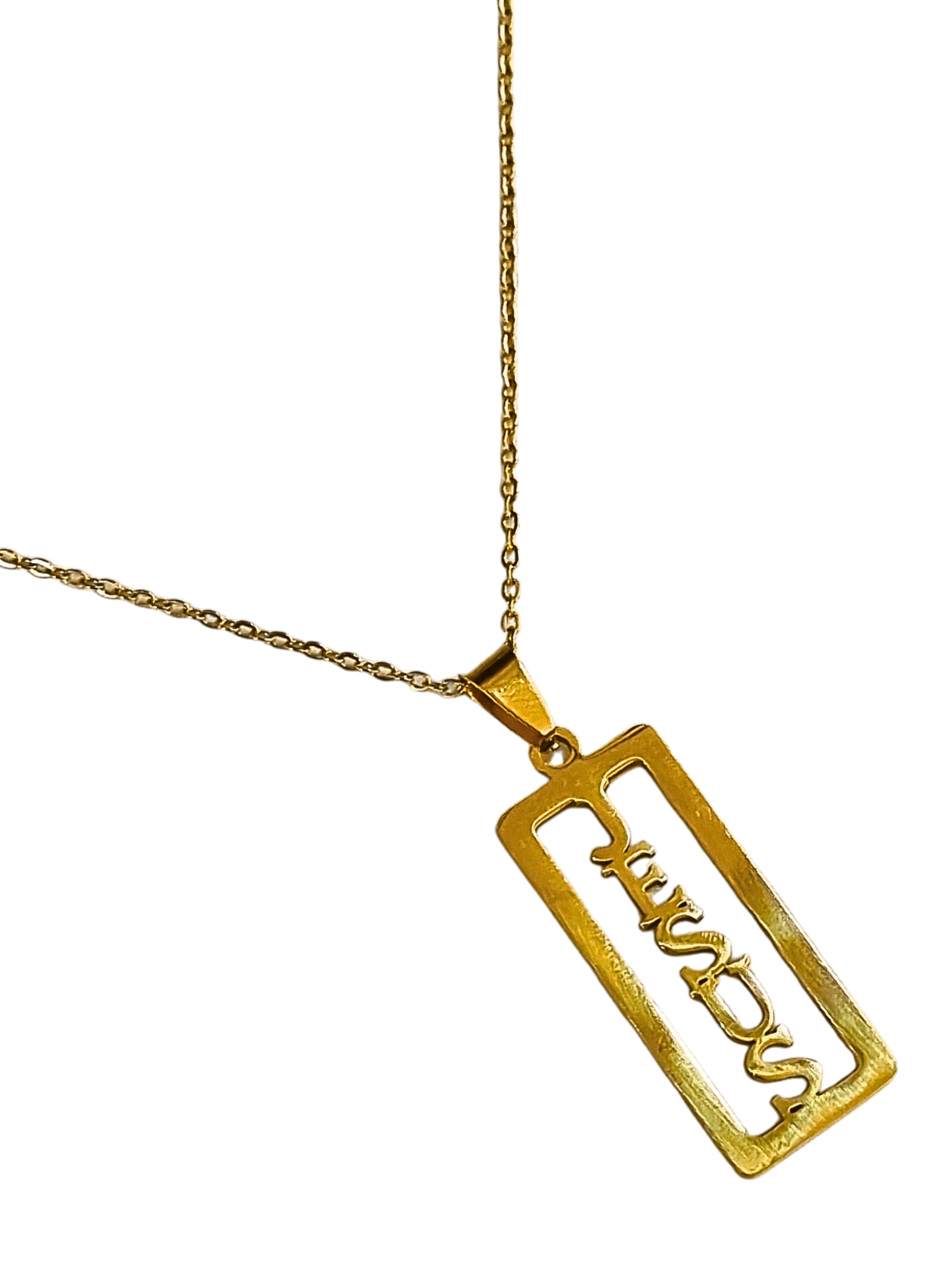 Corrente Aço Inox Dourado com Plaquinha Jesus-TerraCotta Arte Sacra