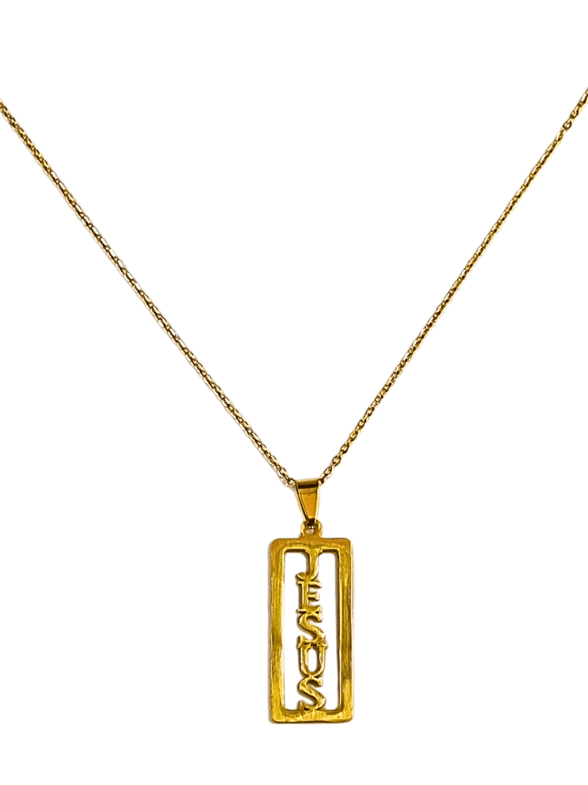 Corrente Aço Inox Dourado com Plaquinha Jesus-TerraCotta Arte Sacra