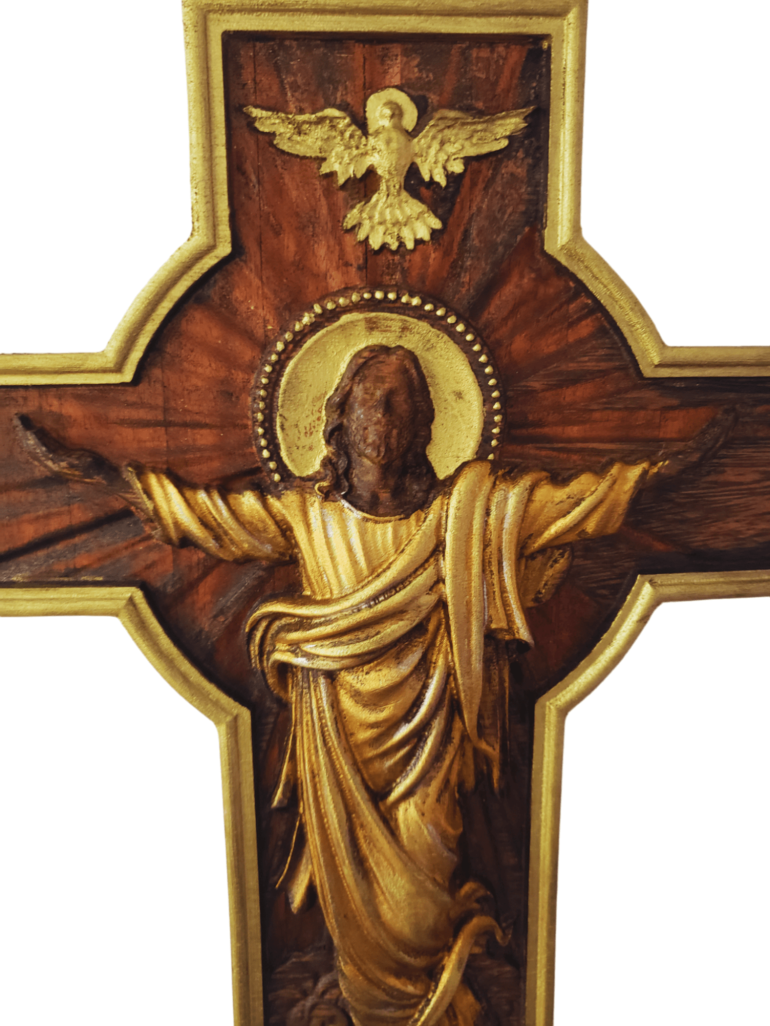Crucifixo Jesus Ressuscitado em Madeira 40 cm-TerraCotta Arte Sacra