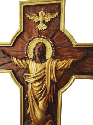 Crucifixo Jesus Ressuscitado em Madeira 40 cm-TerraCotta Arte Sacra