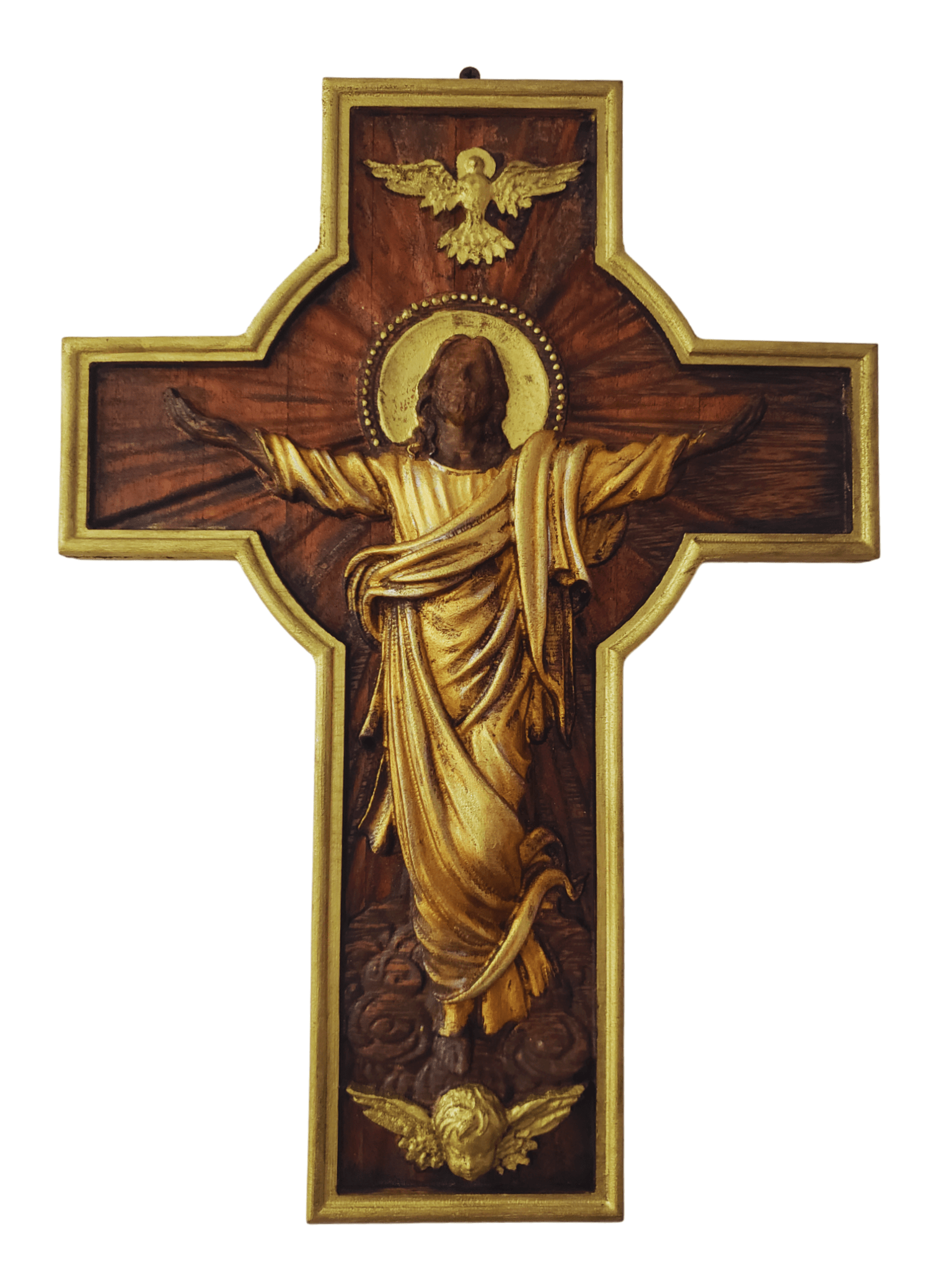 Crucifixo Jesus Ressuscitado em Madeira 40 cm-TerraCotta Arte Sacra