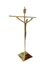 Crucifixo com Base Cristo Estilizado de Aço Galvanizado Dourado 23 cm-TerraCotta Arte Sacra