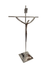 Crucifixo com Base Cristo Estilizado de Aço Galvanizado Prateado 23 cm-TerraCotta Arte Sacra