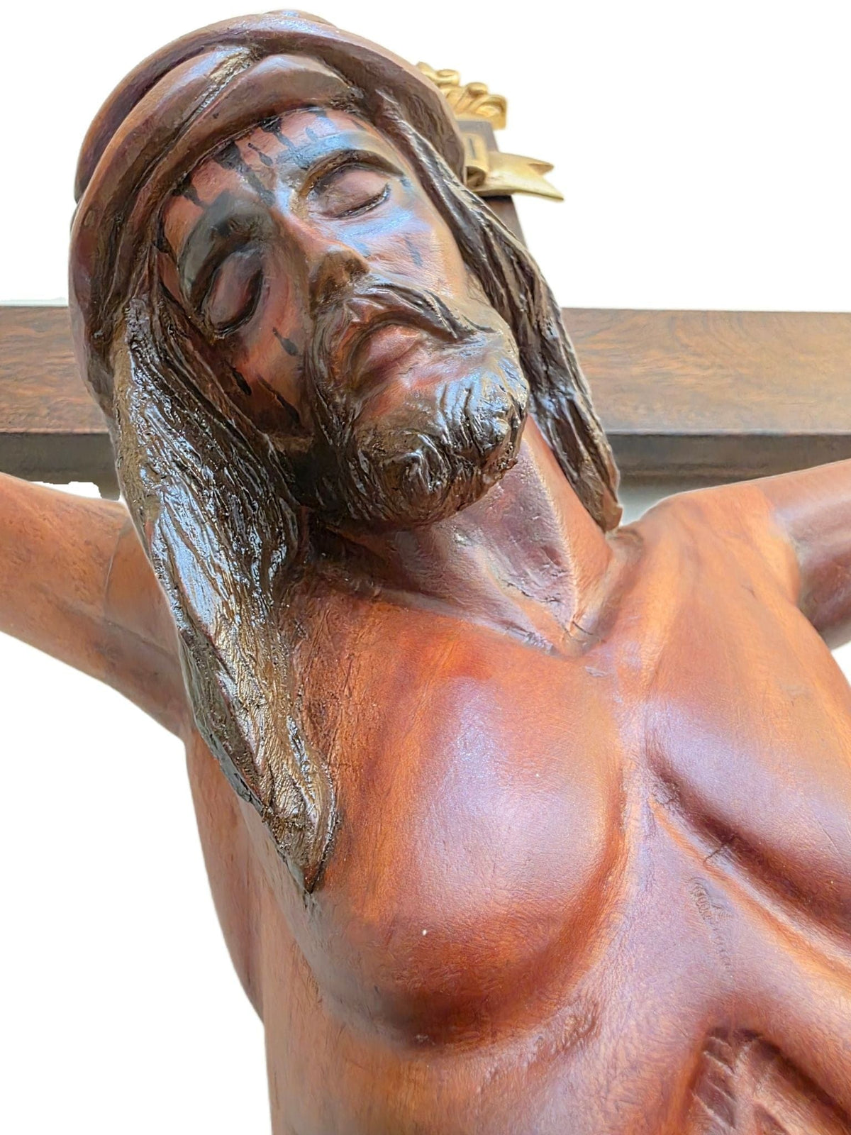 Crucifixo com Ponteira em Madeira 1,60 m-TerraCotta Arte Sacra