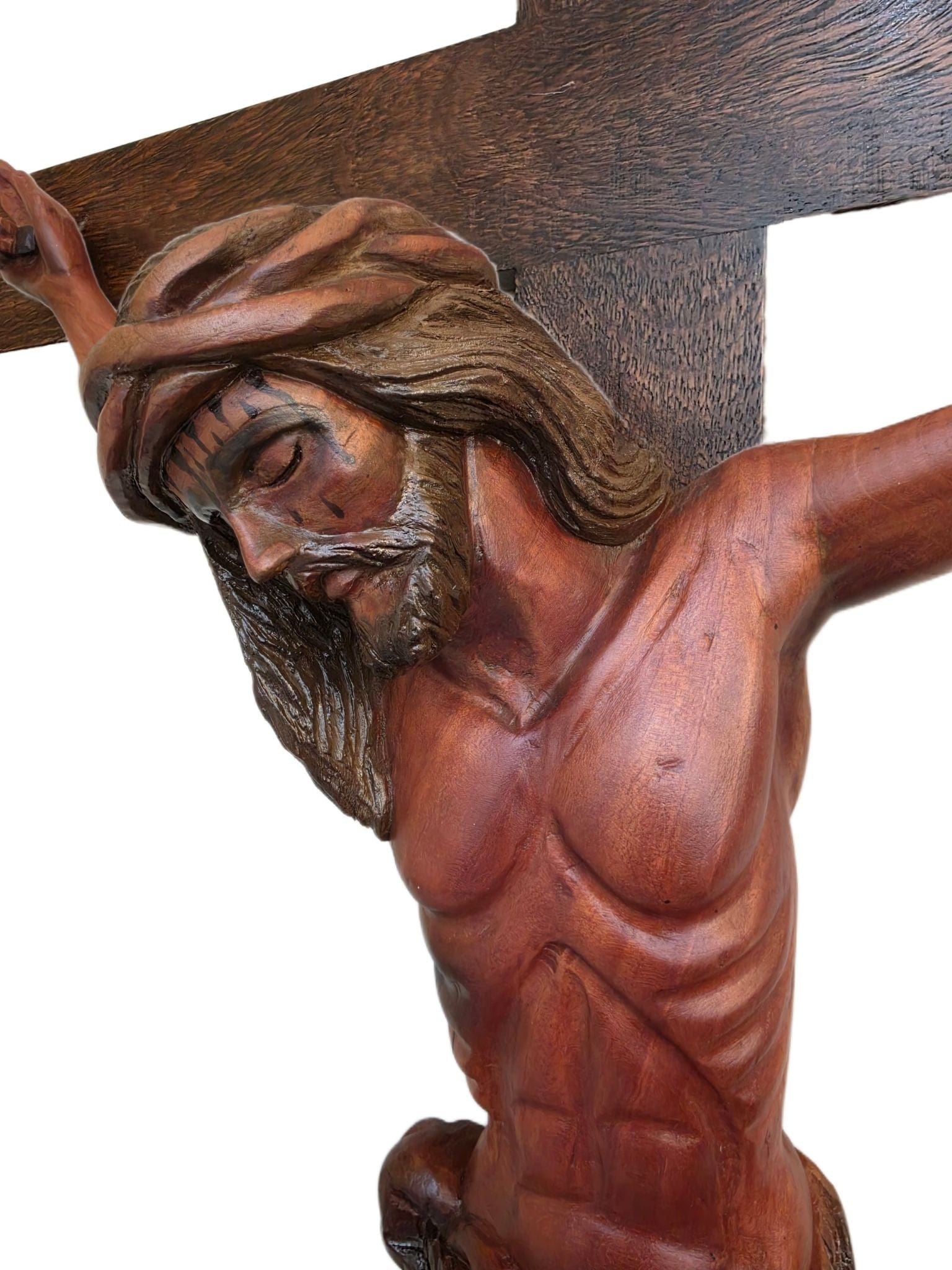 Crucifixo com Ponteira em Madeira 1,60 m-TerraCotta Arte Sacra