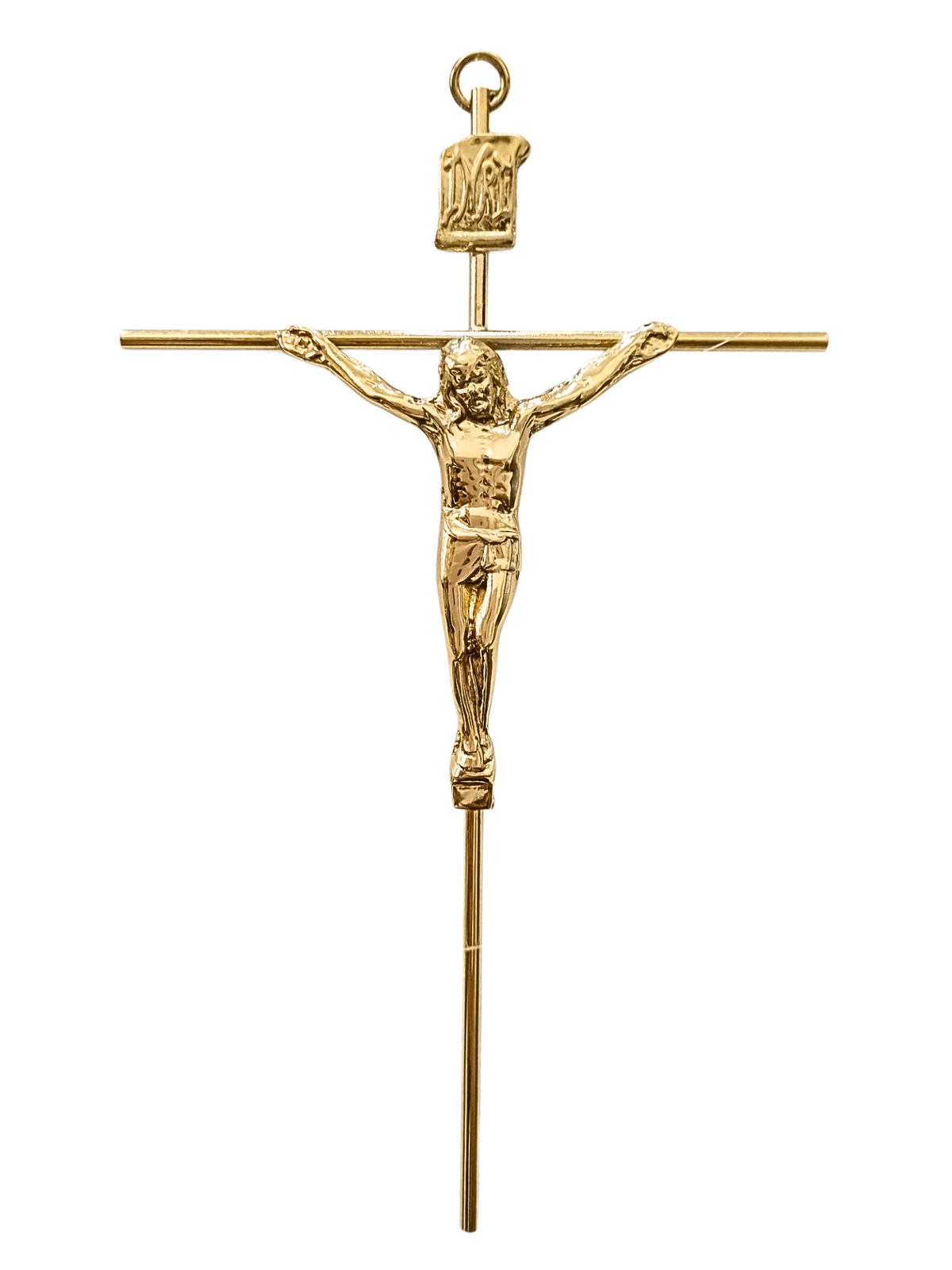 Crucifixo de Aço Galvanizado Dourado 19 cm-TerraCotta Arte Sacra