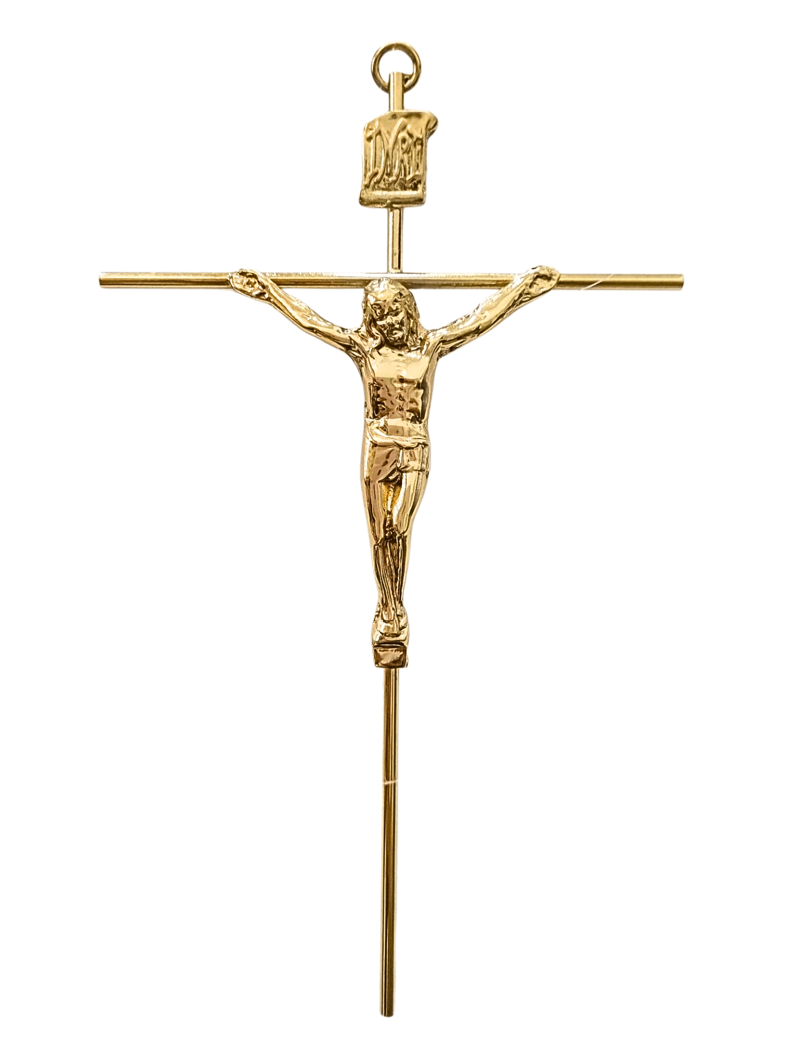 Crucifixo de Aço Galvanizado Dourado 19 cm-TerraCotta Arte Sacra