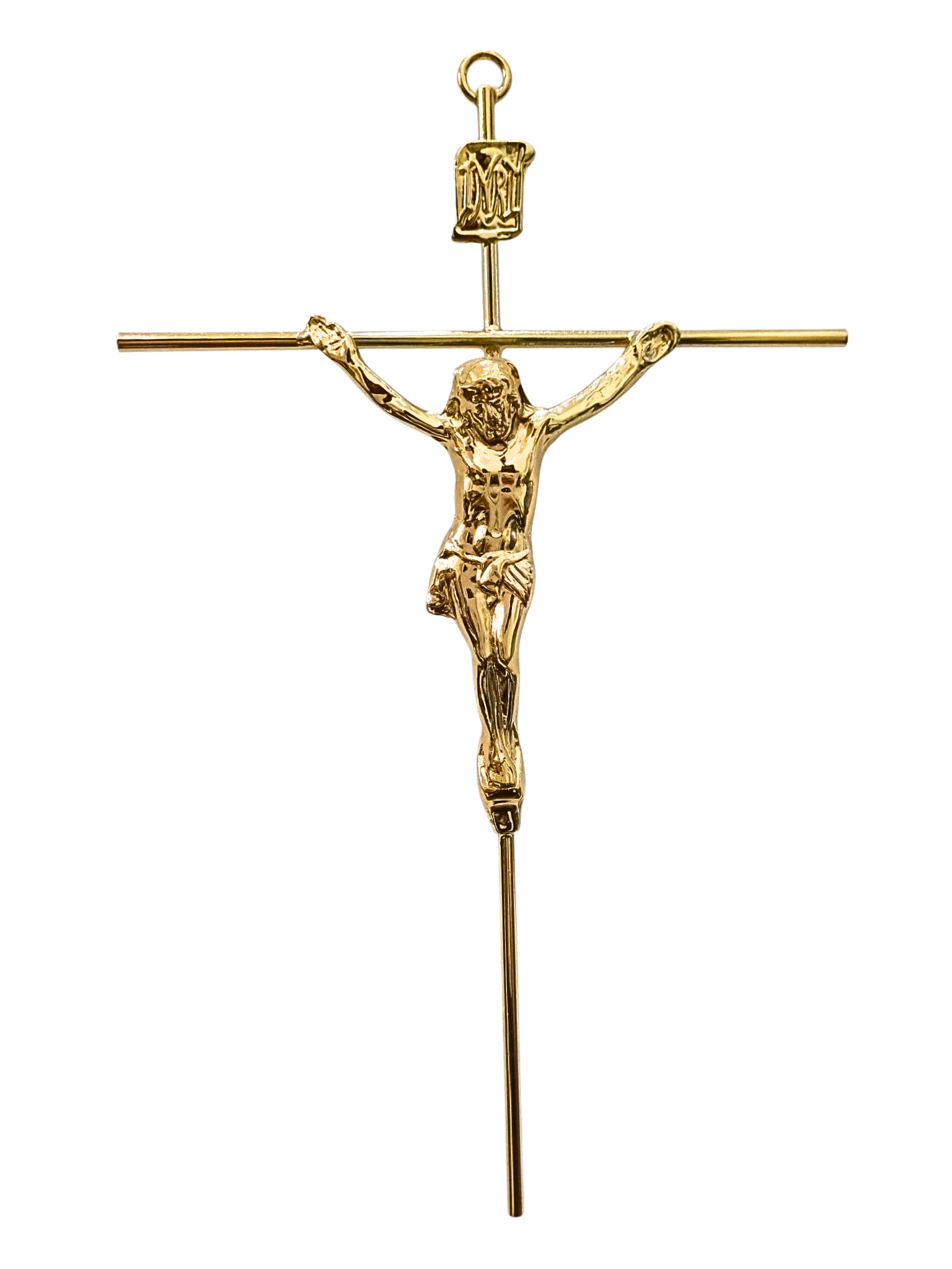 Crucifixo de Aço Galvanizado Dourado 21 cm-TerraCotta Arte Sacra