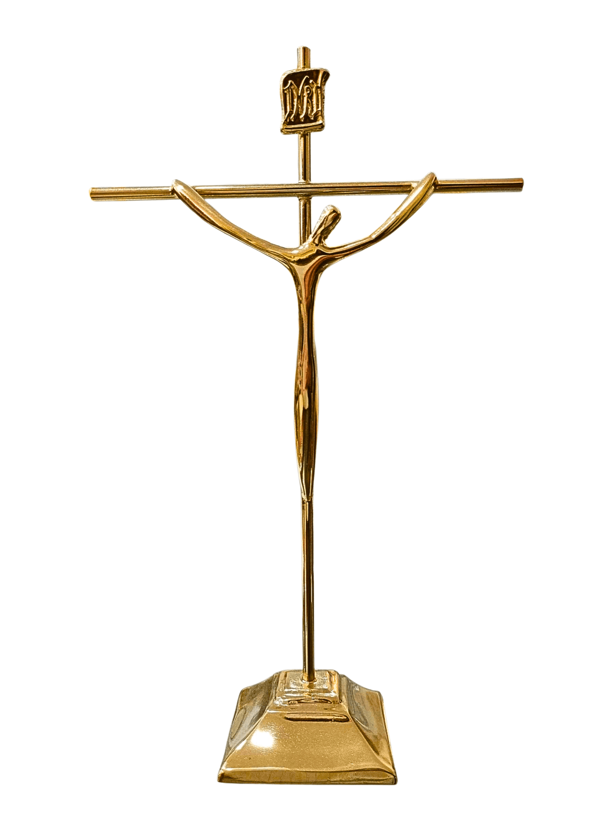 Crucifixo de Aço Galvanizado Dourado 23 cm-TerraCotta Arte Sacra
