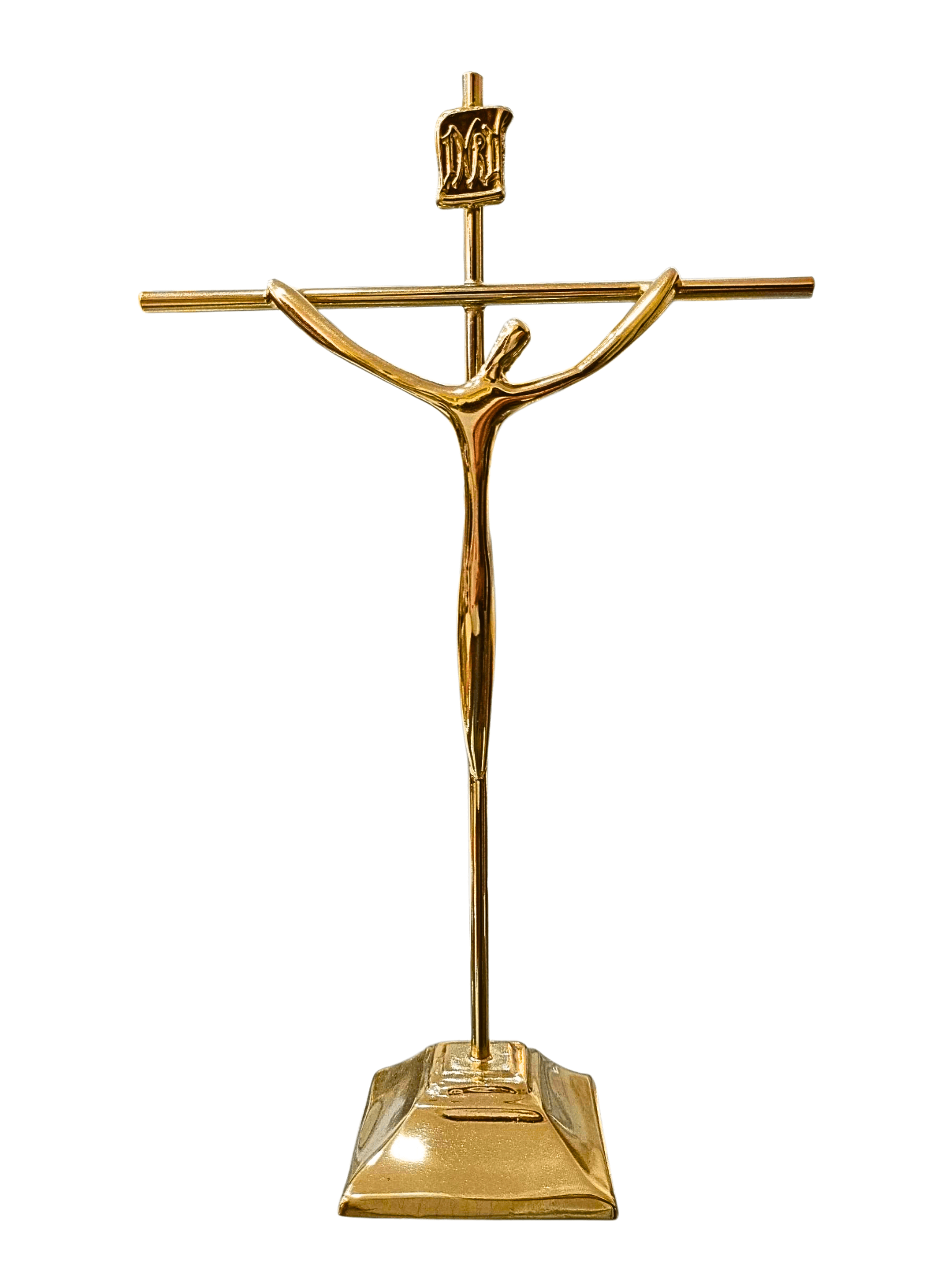 Crucifixo de Aço Galvanizado Dourado 23 cm-TerraCotta Arte Sacra
