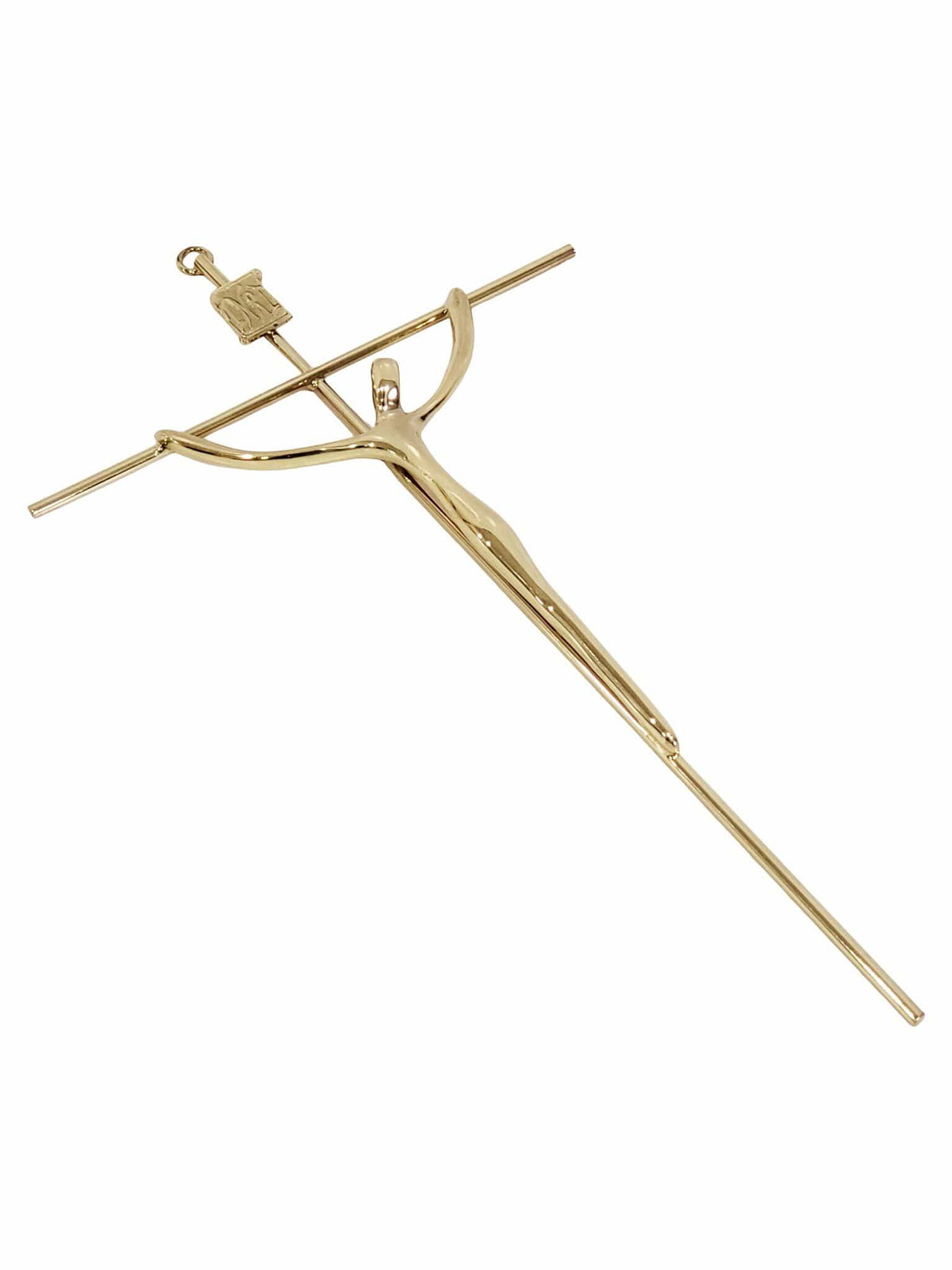 Crucifixo de Aço Galvanizado Dourado 28 cm-TerraCotta Arte Sacra