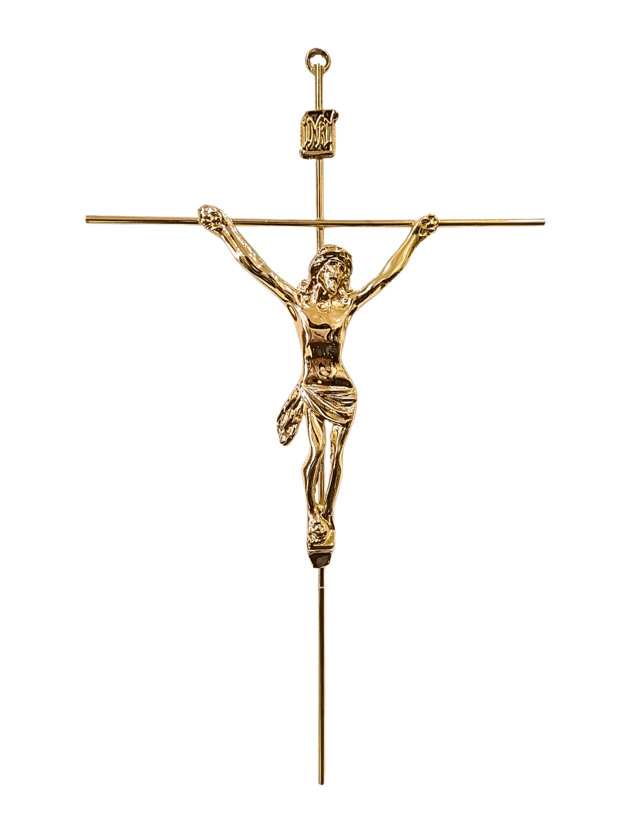 Crucifixo de Aço Galvanizado Dourado 31 cm-TerraCotta Arte Sacra