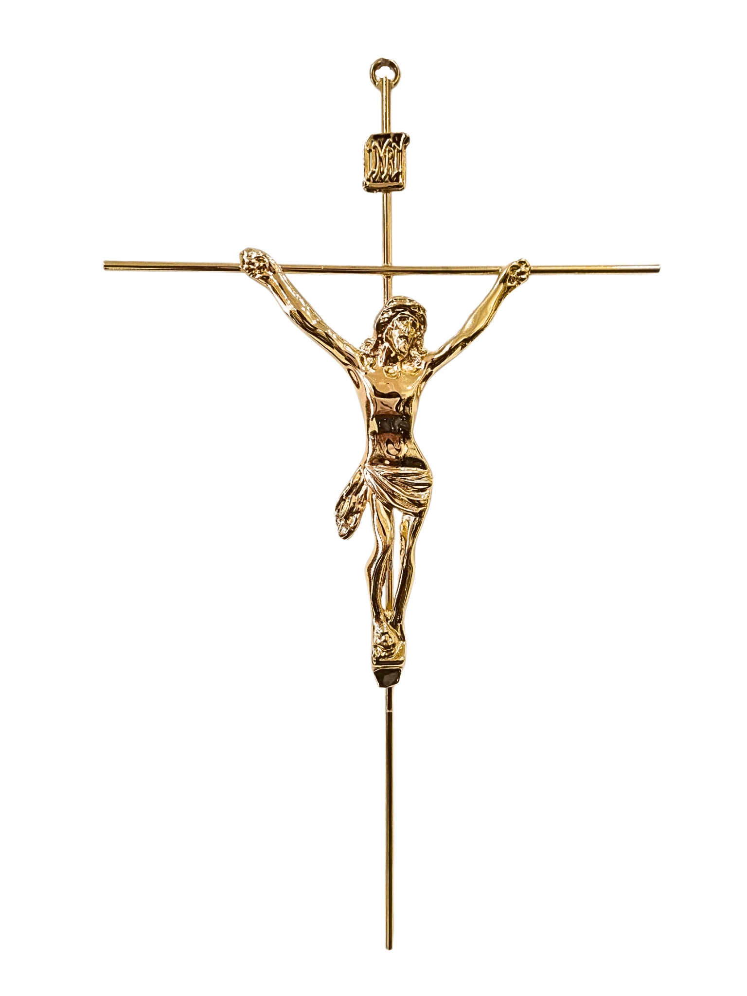 Crucifixo de Aço Galvanizado Dourado 31 cm-TerraCotta Arte Sacra