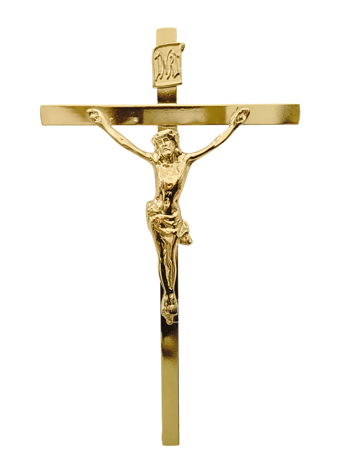 Crucifixo de Aço Galvanizado Dourado 36 cm-TerraCotta Arte Sacra