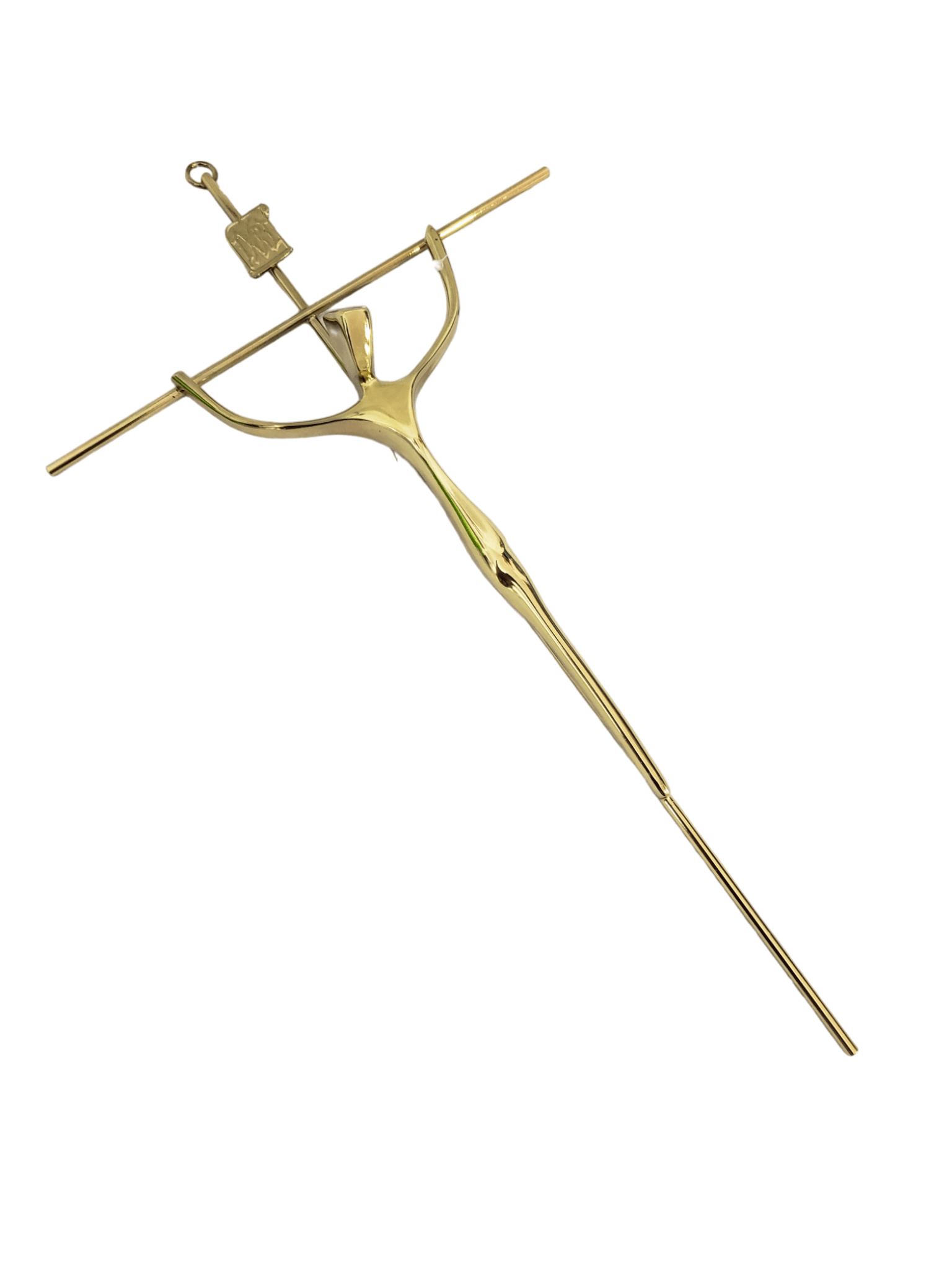Crucifixo de Aço Galvanizado Dourado 38 cm-TerraCotta Arte Sacra