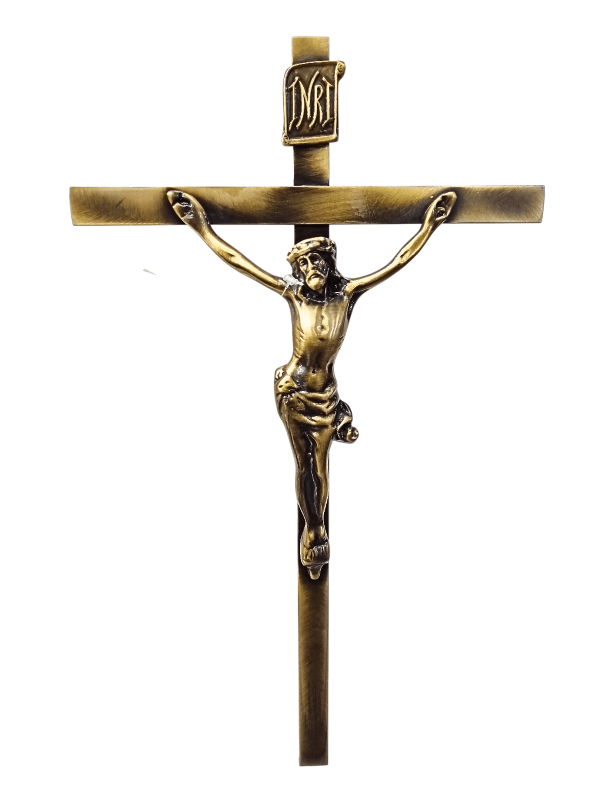 Crucifixo de Aço Galvanizado Ouro Velho 36 cm-TerraCotta Arte Sacra