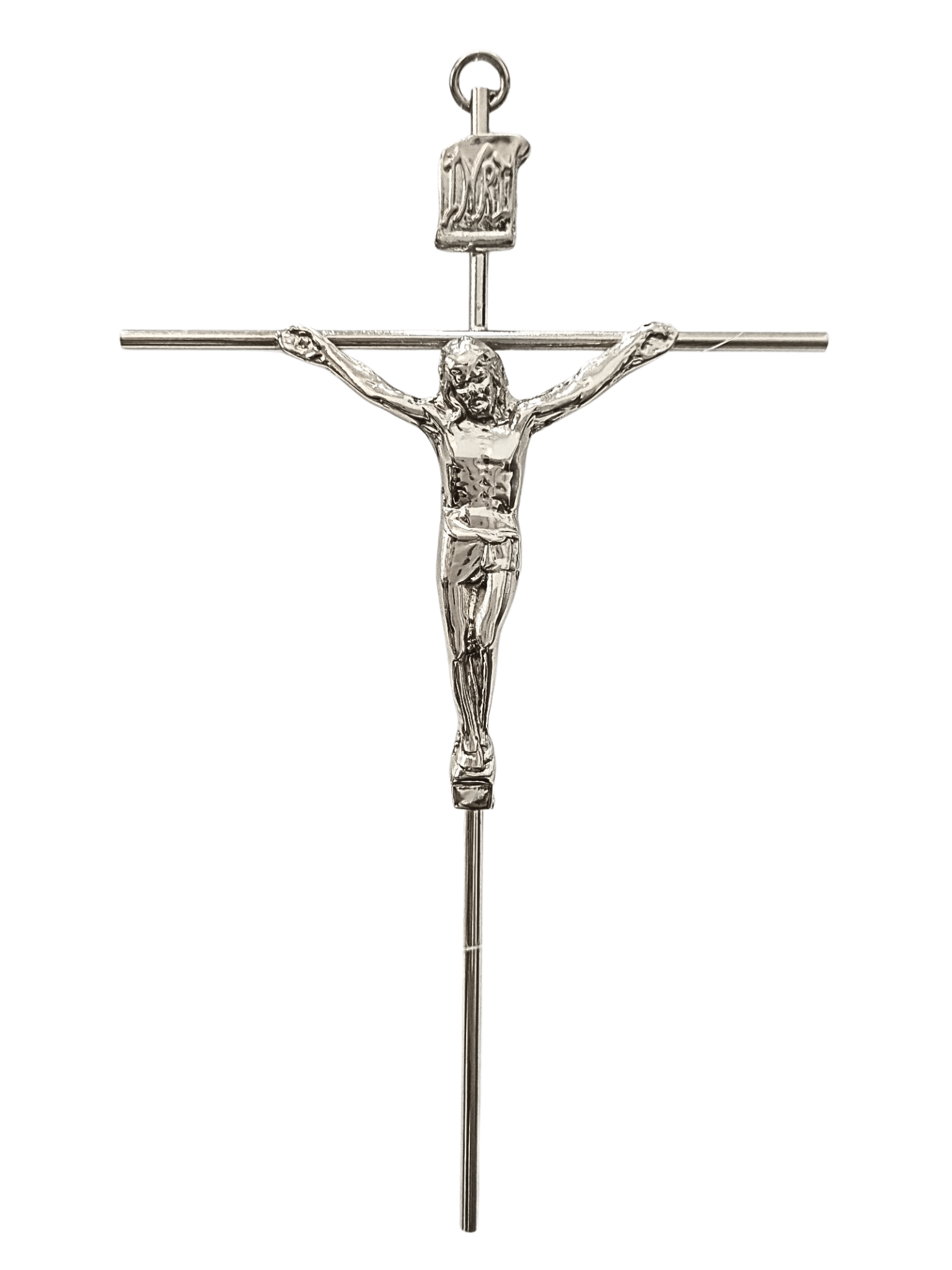 Crucifixo de Aço Galvanizado Prateado 19 cm-TerraCotta Arte Sacra
