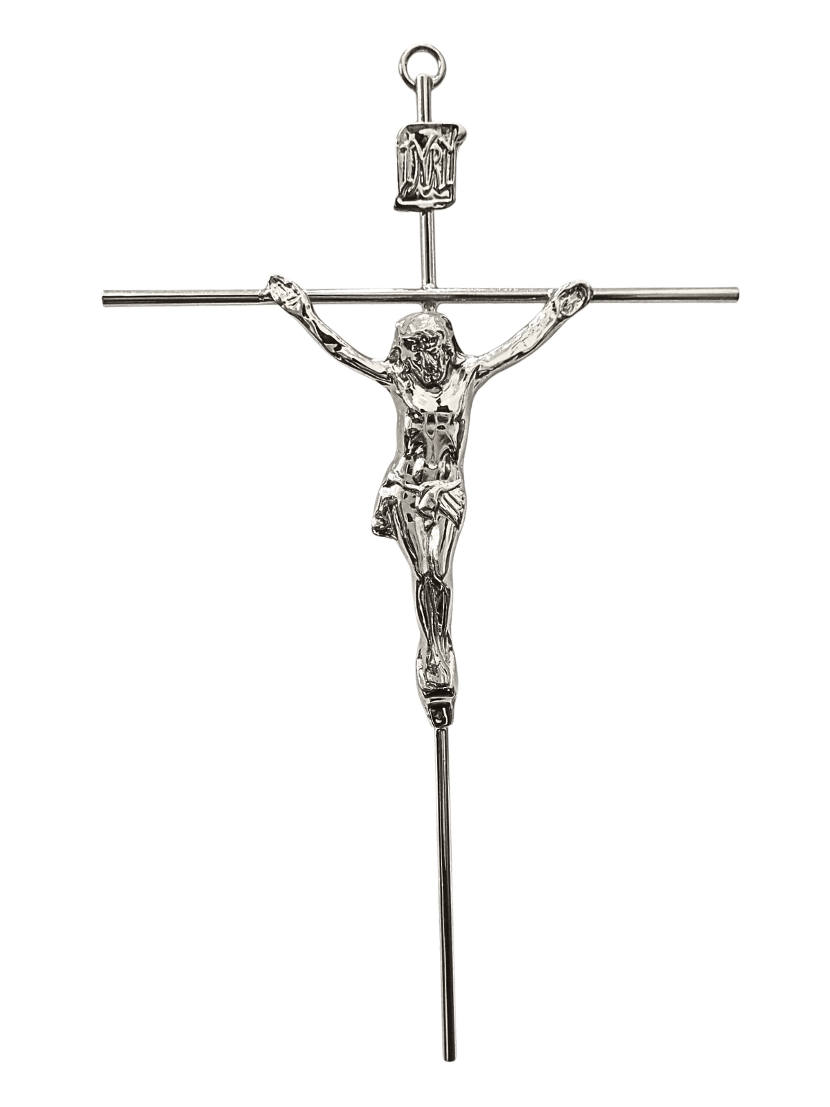 Crucifixo de Aço Galvanizado Prateado 21 cm-TerraCotta Arte Sacra