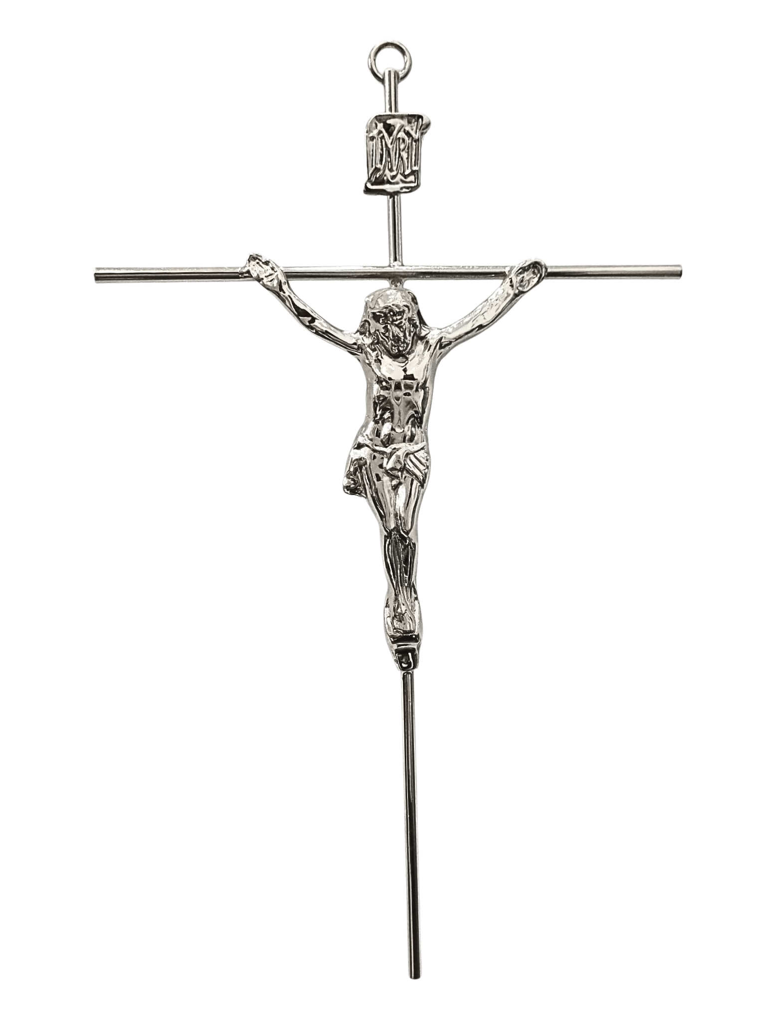 Crucifixo de Aço Galvanizado Prateado 21 cm-TerraCotta Arte Sacra
