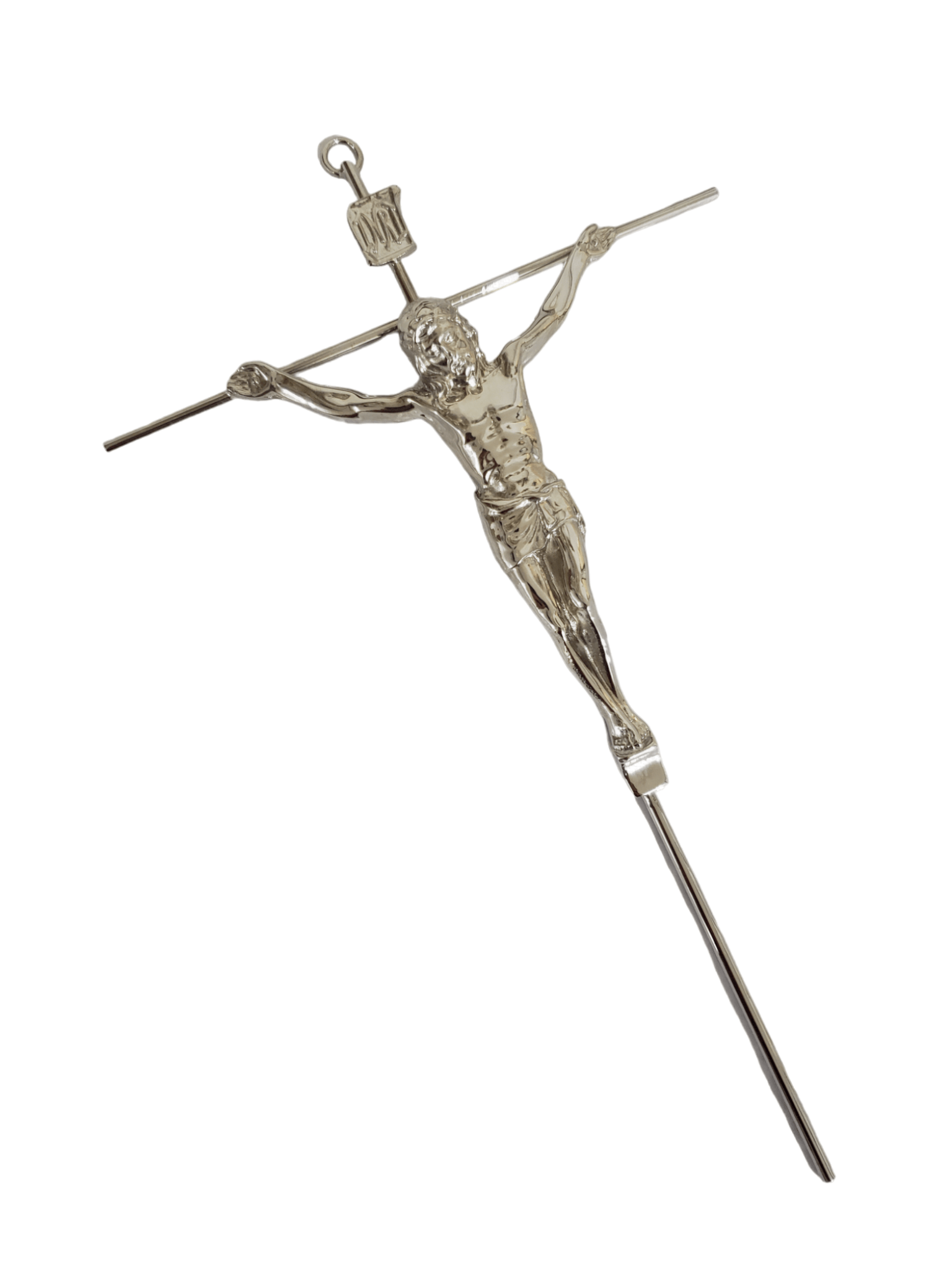 Crucifixo de Aço Galvanizado Prateado 24 x 15 cm-TerraCotta Arte Sacra