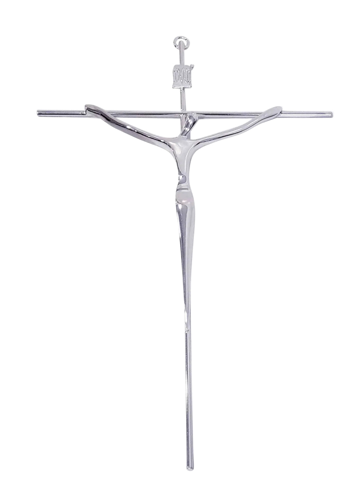 Crucifixo de Aço Galvanizado Prateado 28 cm-TerraCotta Arte Sacra