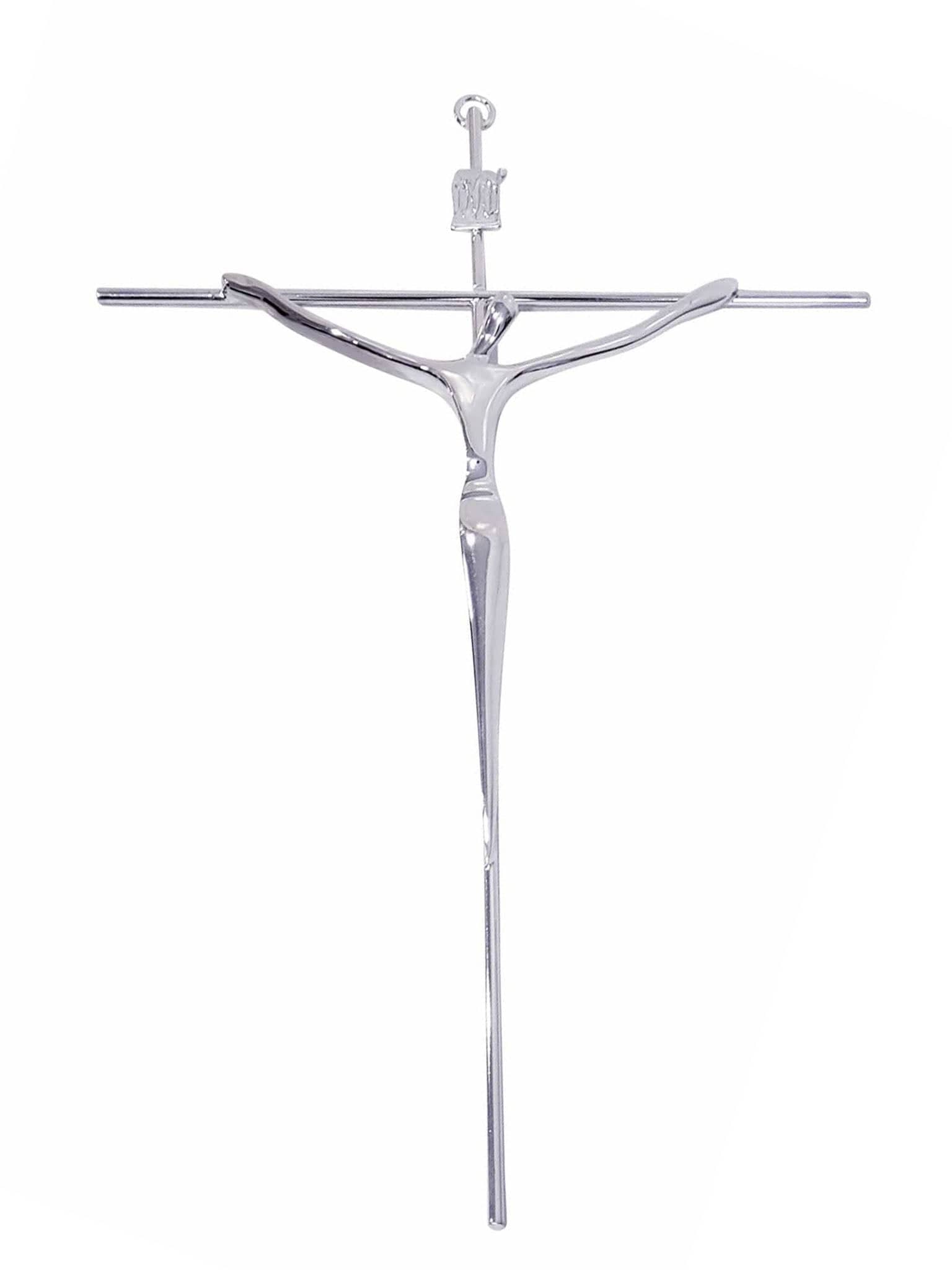 Crucifixo de Aço Galvanizado Prateado 28 cm-TerraCotta Arte Sacra